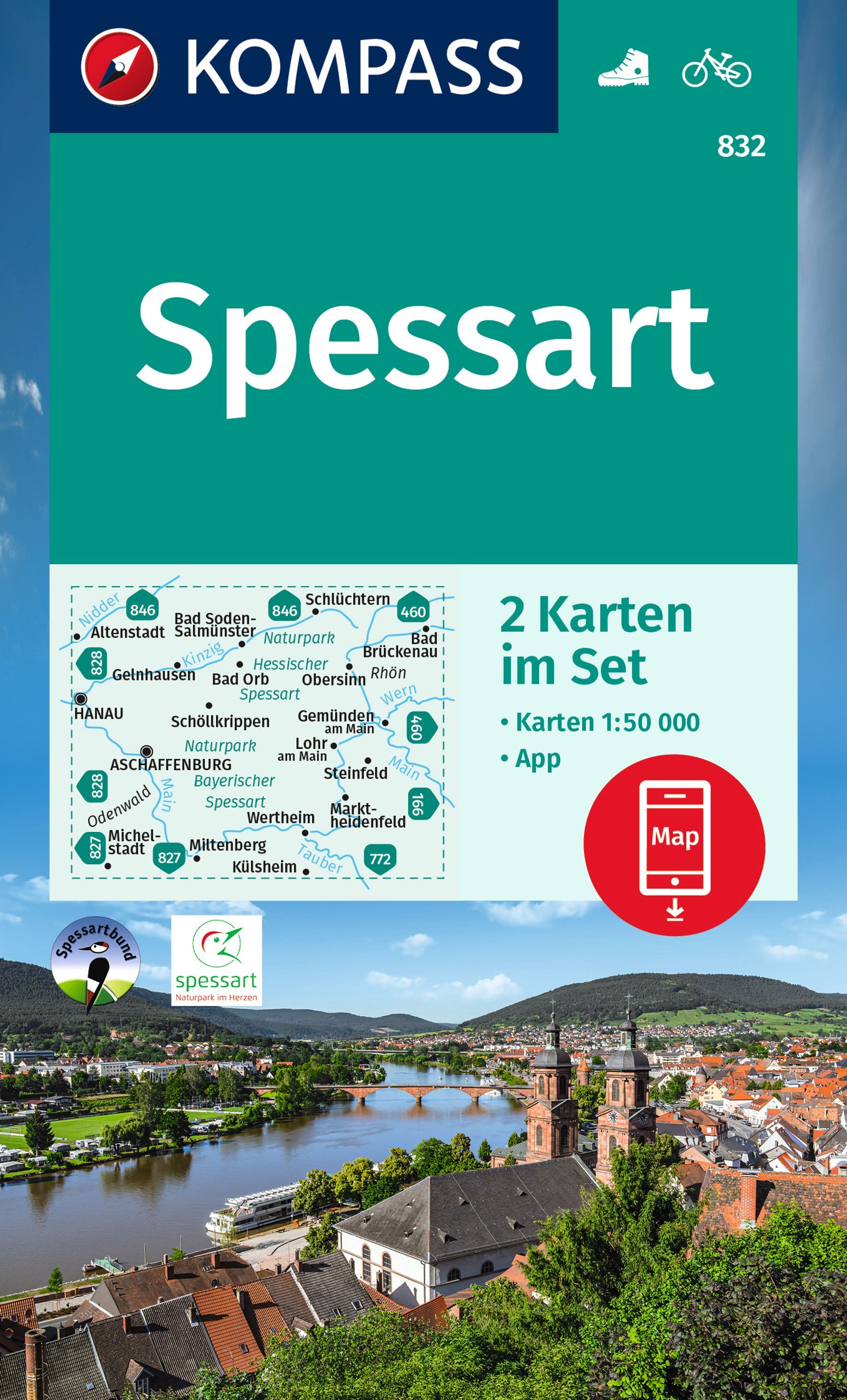 Kompass Wanderkarten Set Spessart Karten Adac