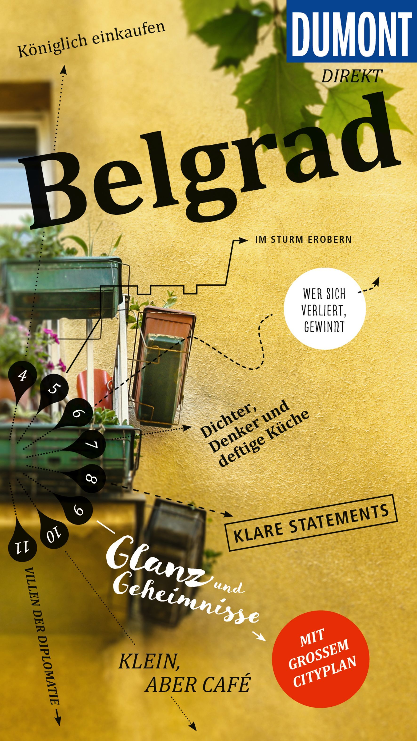 DuMont direkt Reiseführer Belgrad Cover Dumont direkt Reiseführer Belgrad. Gelbe Wand mit Blumenkasten und Balkon