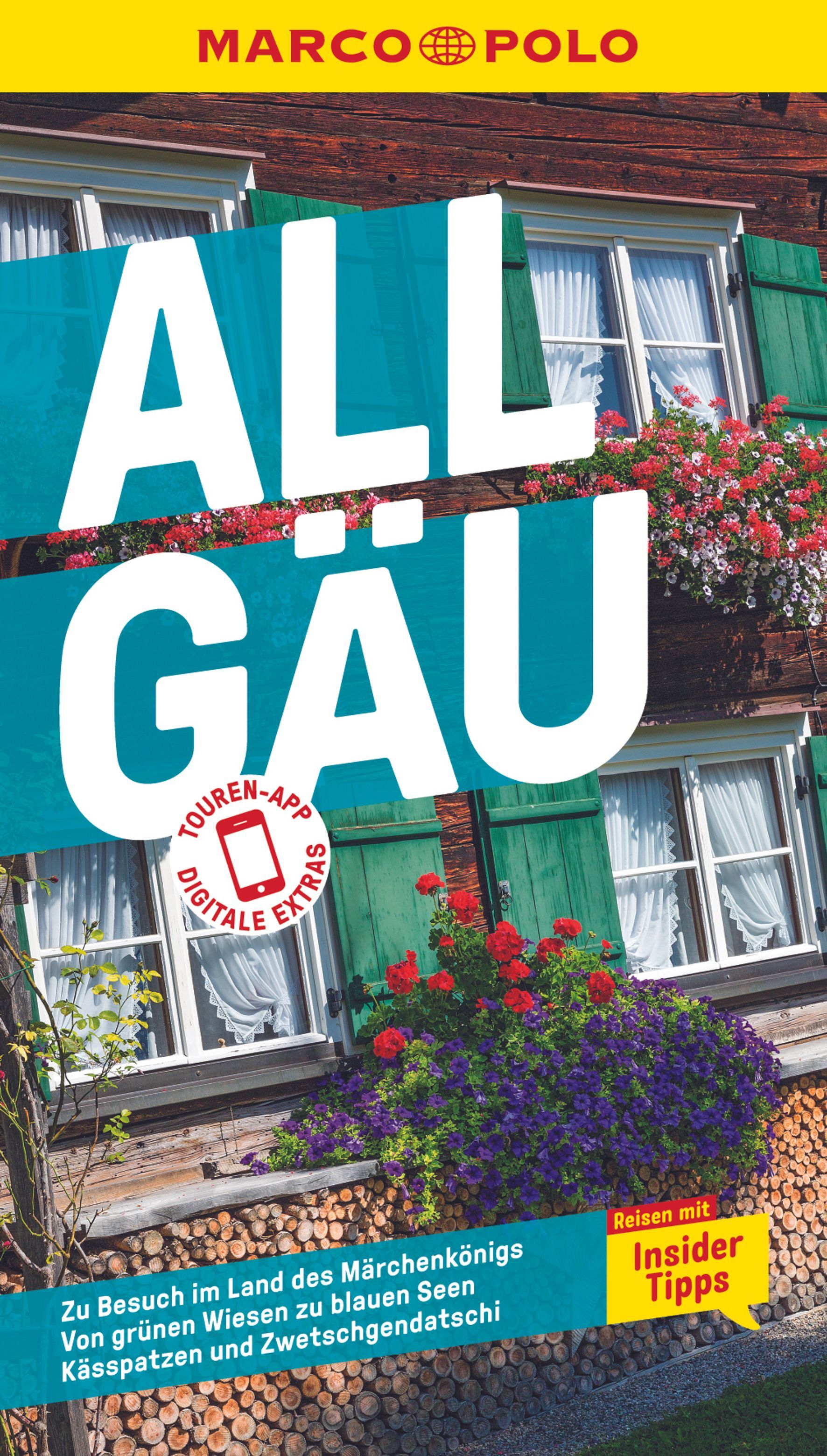 9783829719100 MARCO POLO Reiseführer Allgäu, Cover 4 Fenster mit grünen Fensterläden