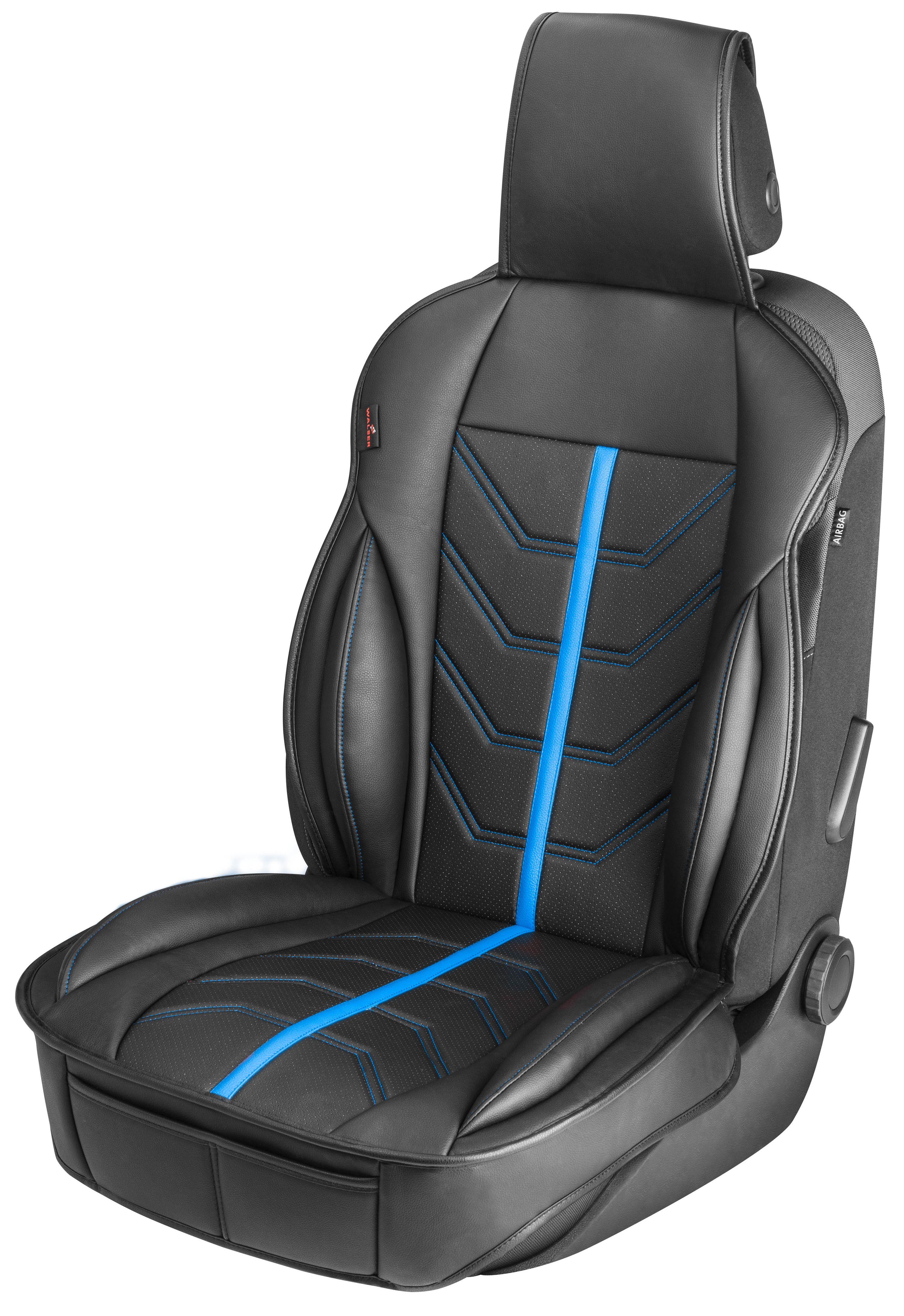 9001778139863_001 Sitzaufleger Kimi schwarz mit blauem Streifen in der Mitte
