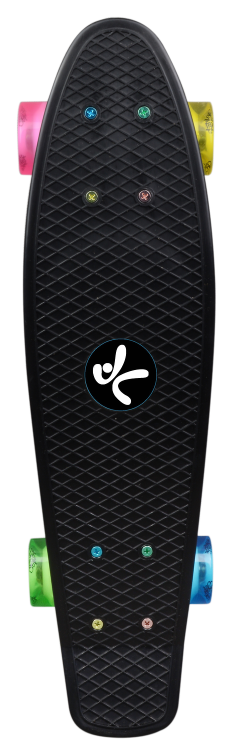 Longboard, Skateboard, Cruiser, farbige Rollen, Grip-Tape