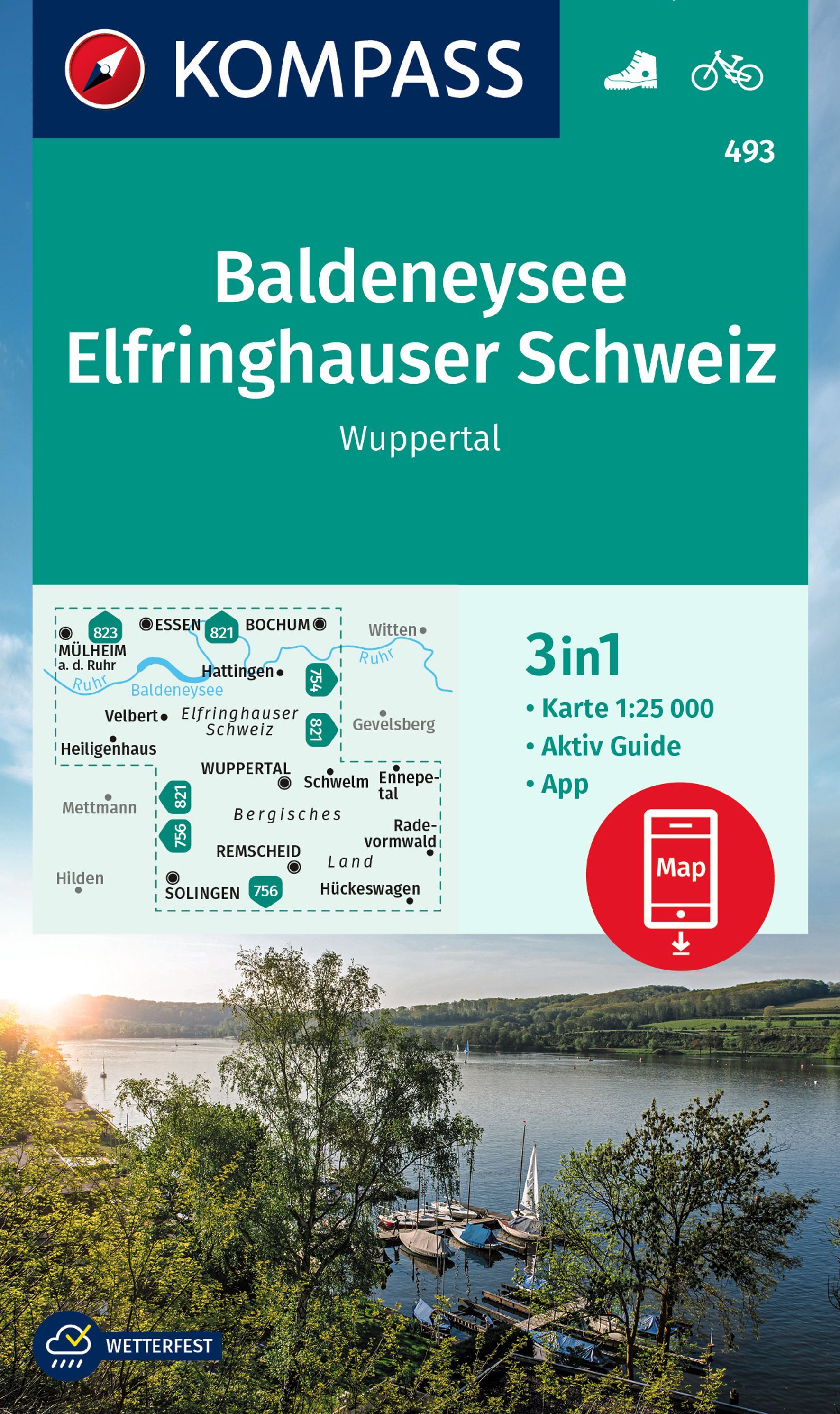 9783991213796 Cover Kompass Wanderkarte Baldeneysee, Elfringhauser Schweiz