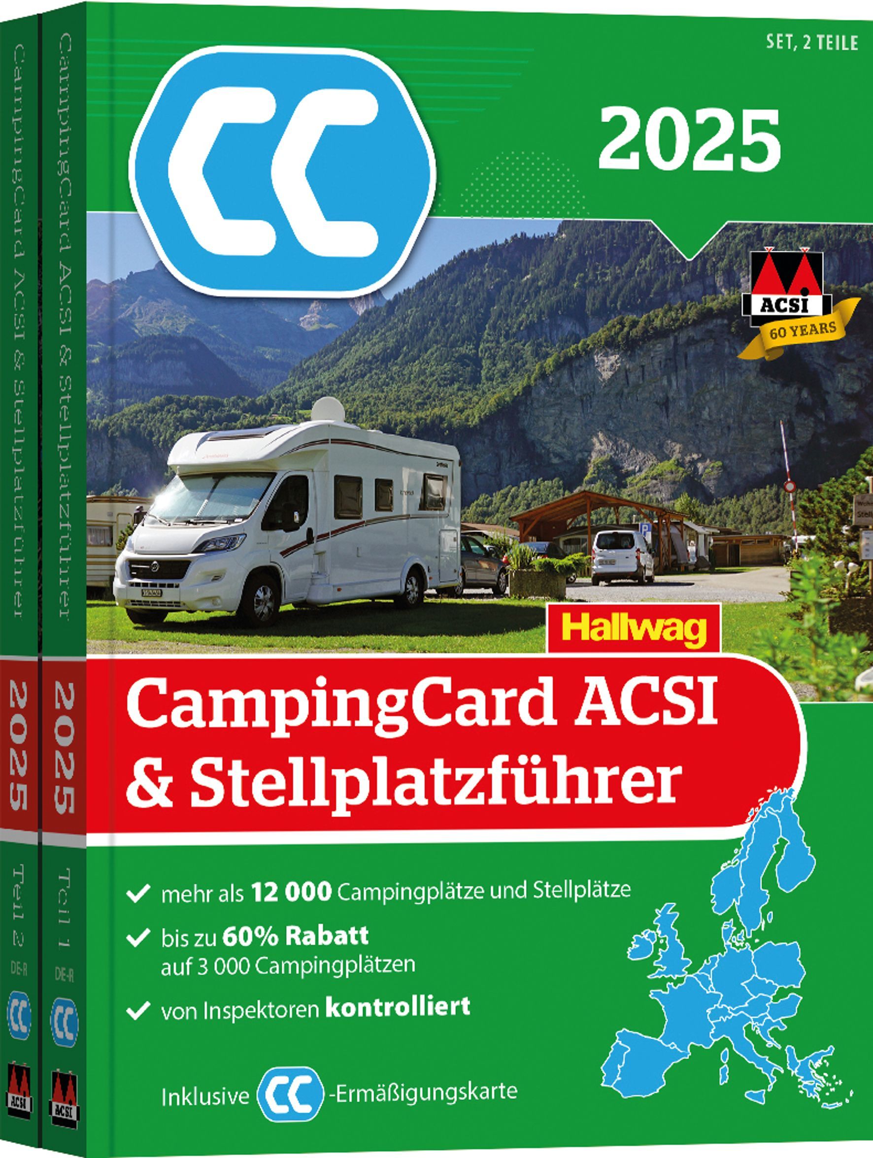ACSI CampingCard & Stellplatzführer 2025 ACSI CampingCard & Stellplatzführer 2025. Wohnmobil vor Bergen