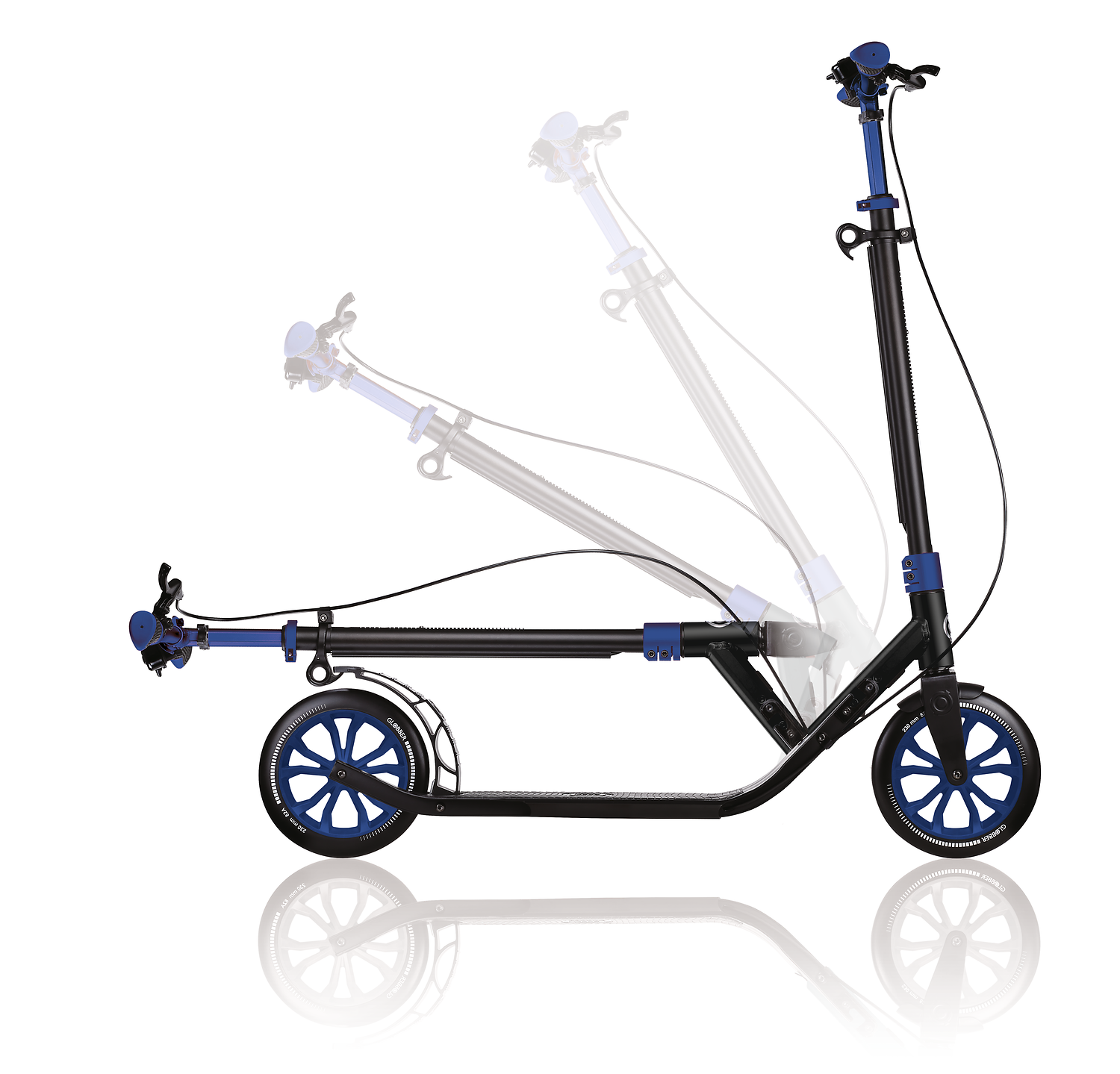Faltbar, Kinderwagen, Elektroroller, Zweifarbig, Blaue Akzente
