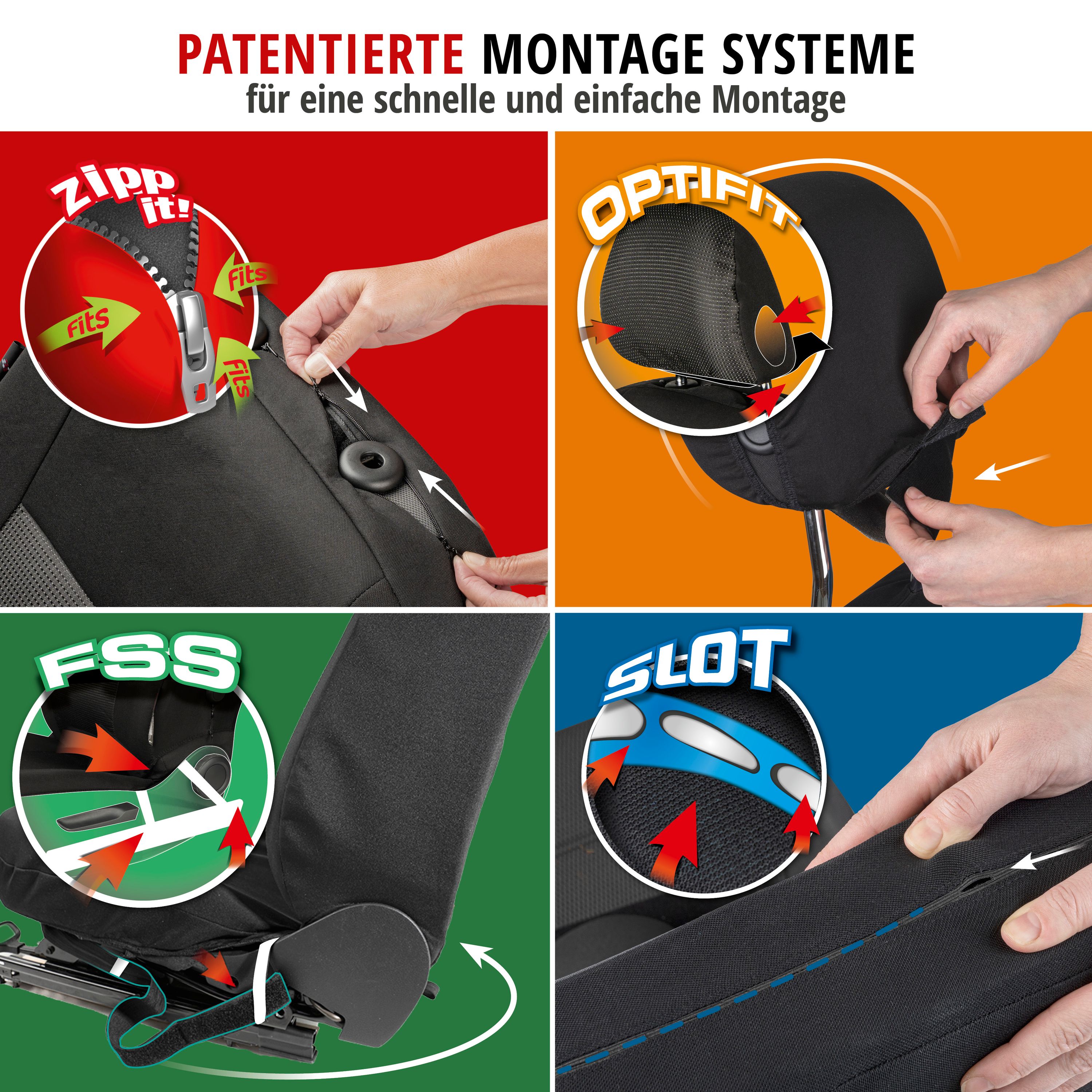 Bilder Montage Autositzbezug