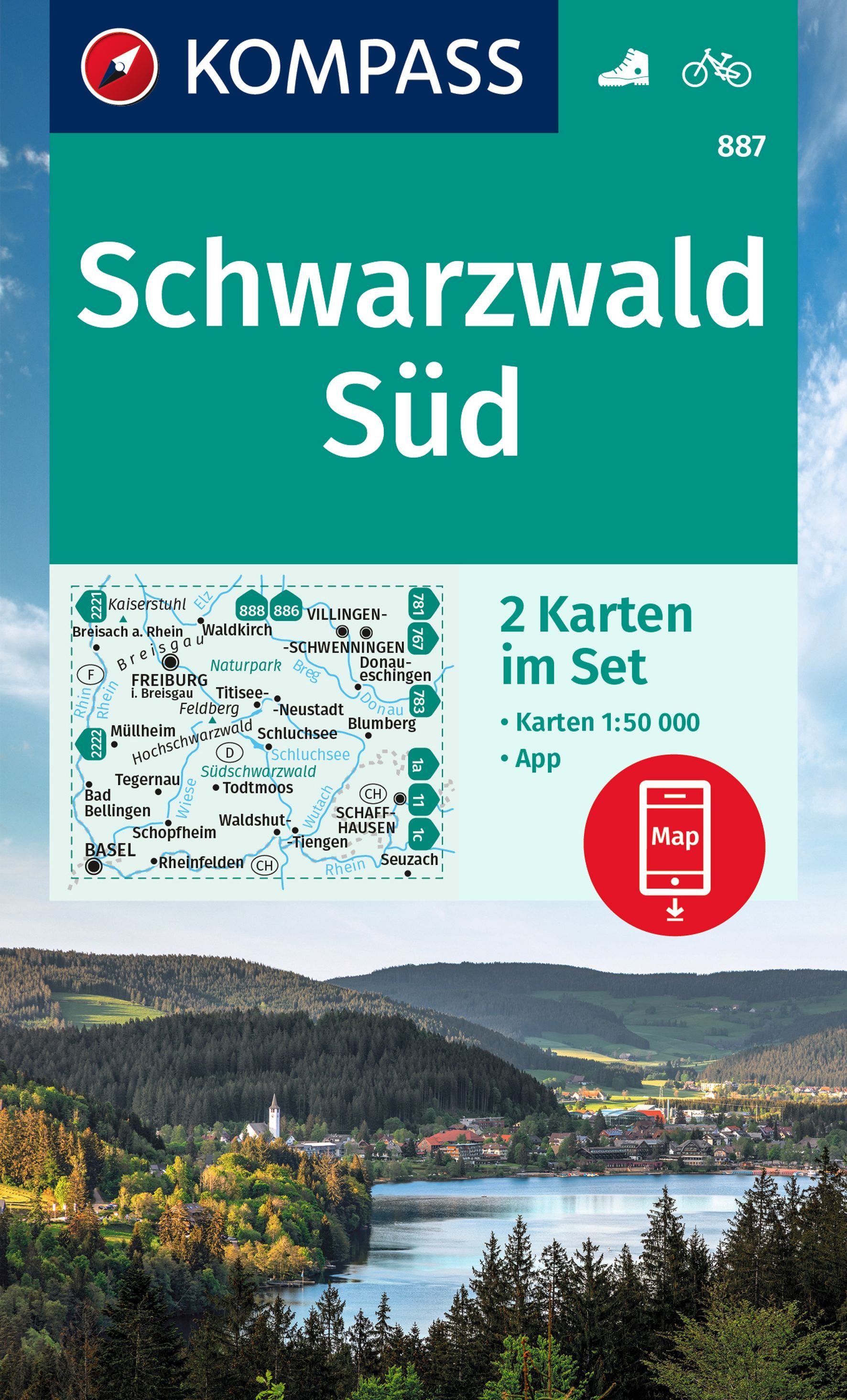 9783991214571 Cover Kompass Wanderkarte Schwarzwald Süd