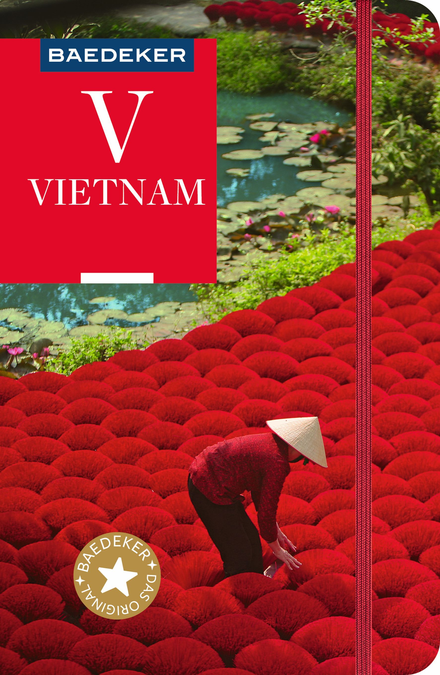 Baedeker Reiseführer Vietnam Cover Baedeker Reiseführer Vietnam Frau in rotem Feld