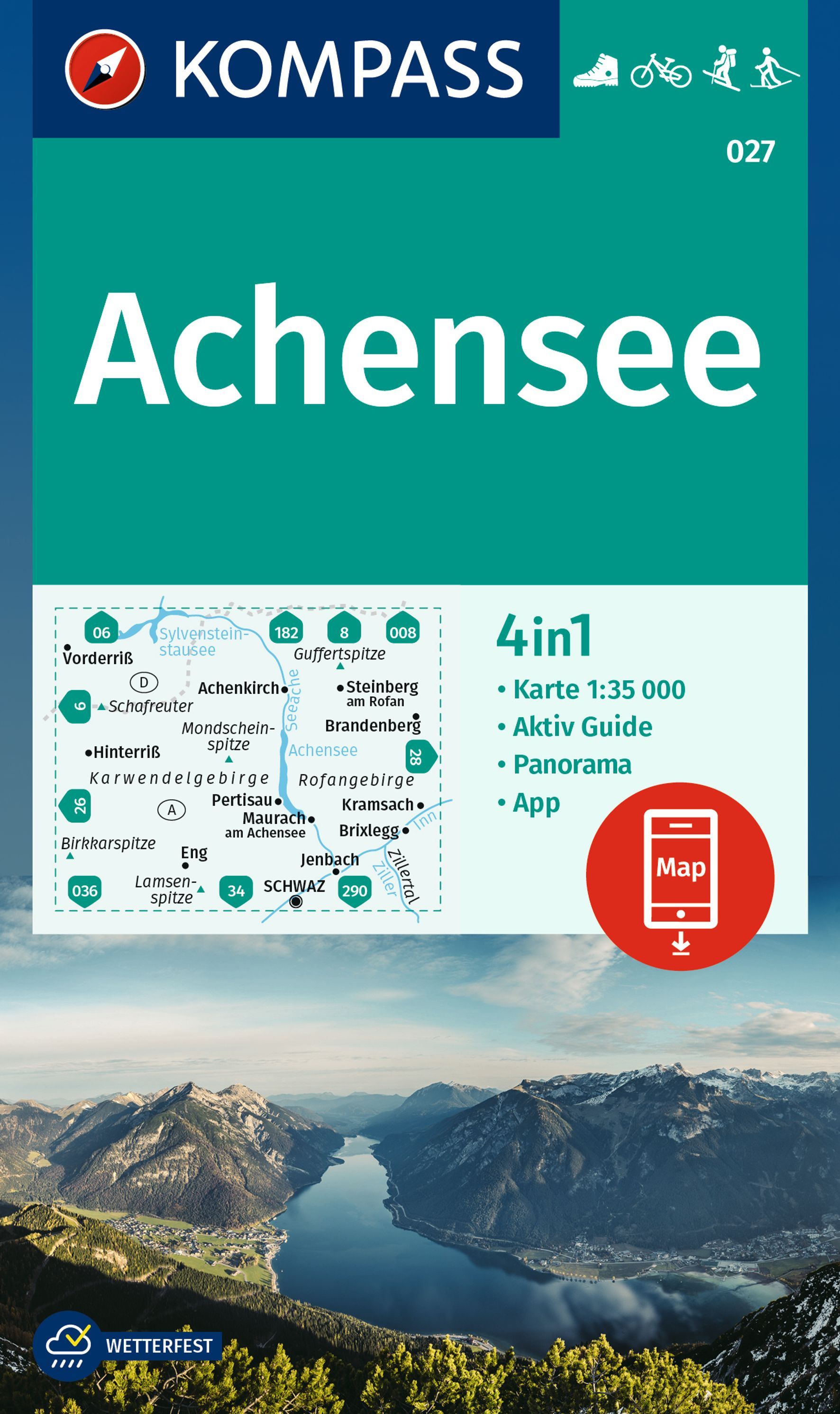 9783991218654 Cover Kompass Wanderkarte Achensee