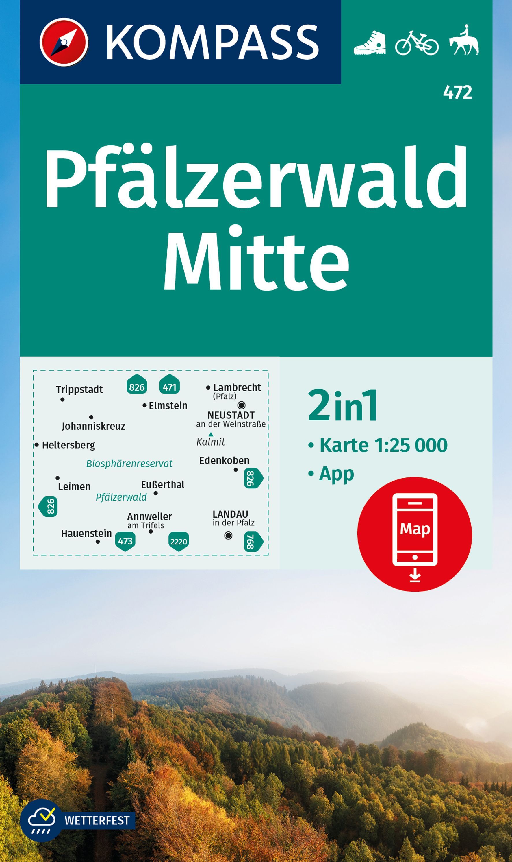 9783991541776 Cover, Karte Pfälzerwald Mitte