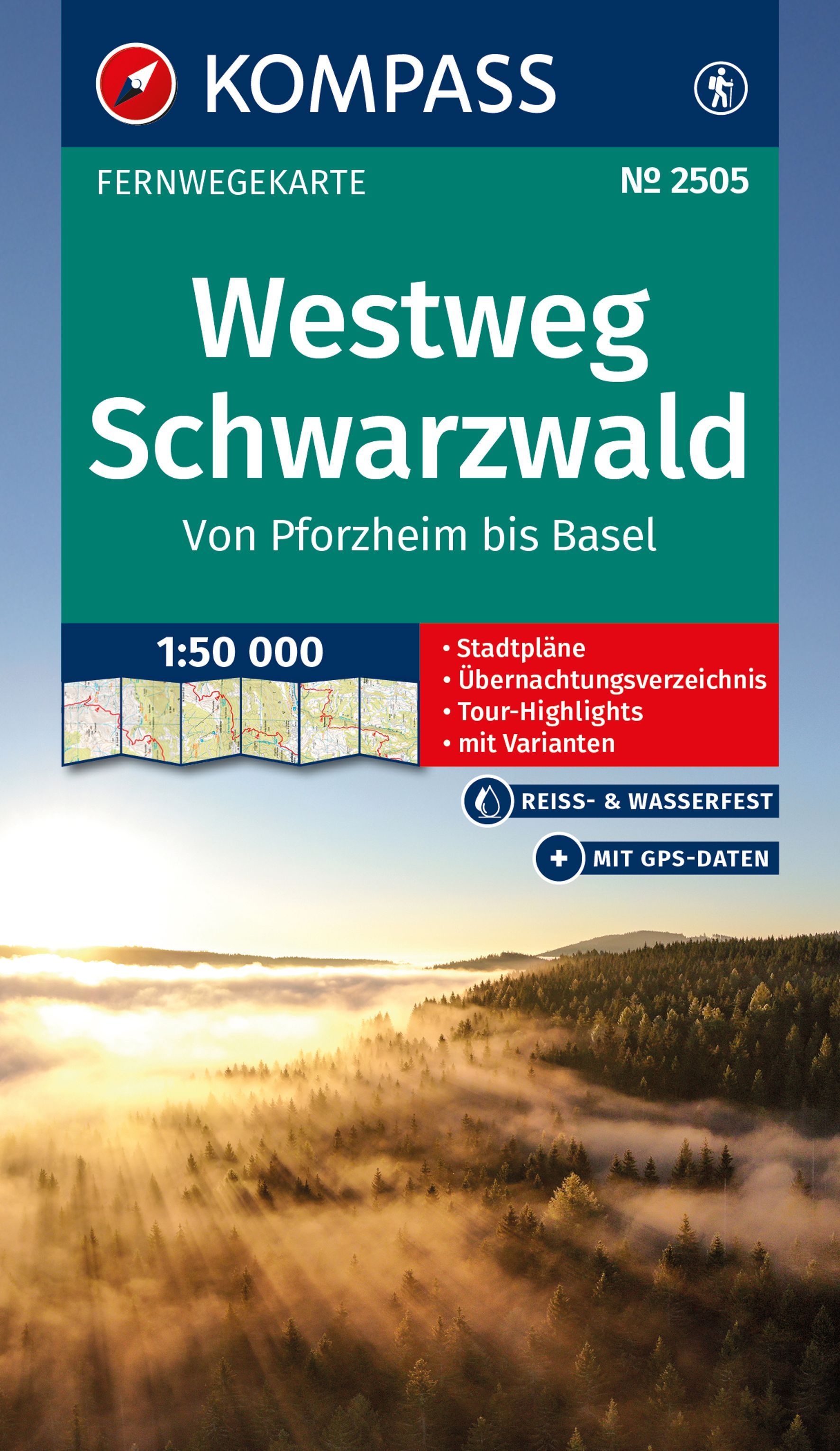 KOMPASS Wander-Tourenkarte Westweg Schwarzwald Werbung, Plakat, Natur, Draußen, Himmel