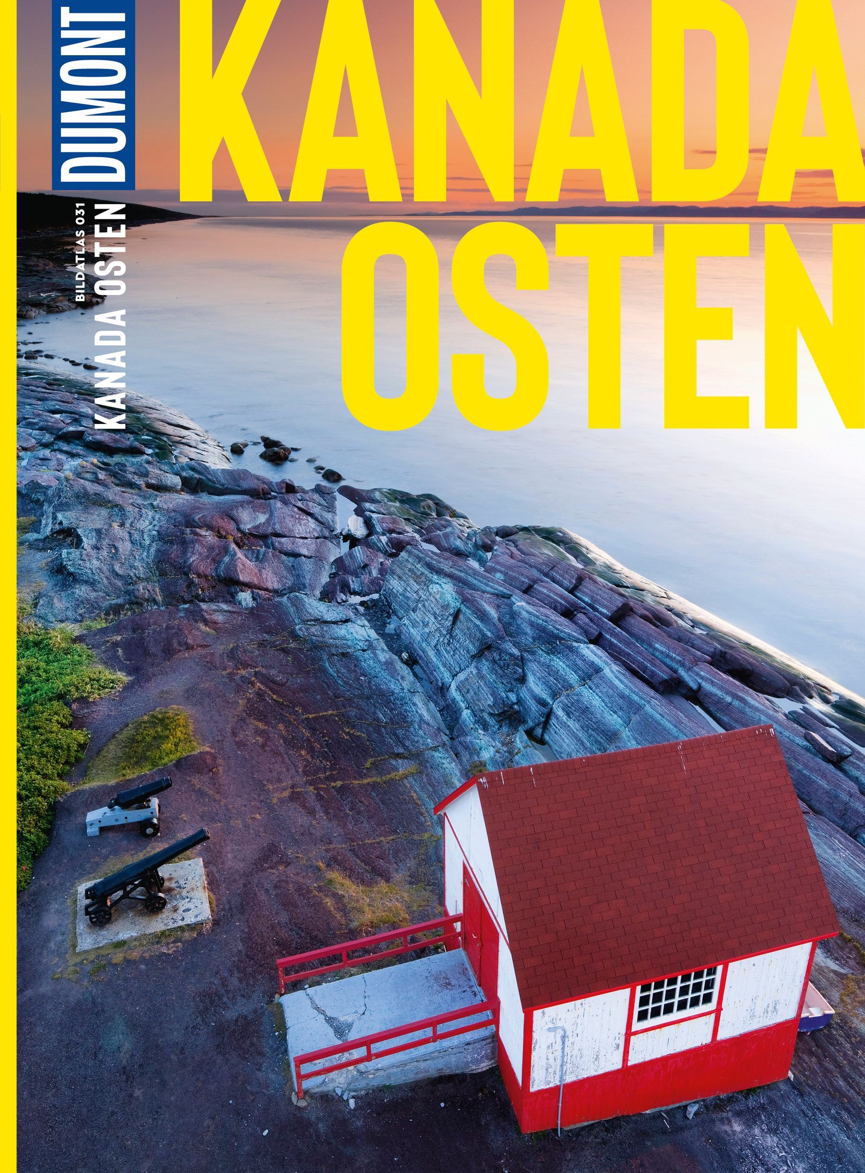 9783616021485 DuMont Bildatlas Kanada Osten, Cover alte Fischerhütte am Fluss oder Meer gelegen