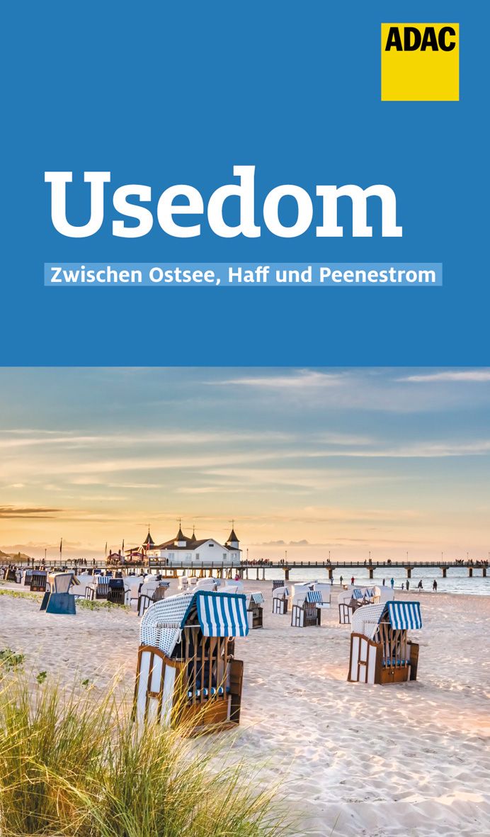 9783956897238 reiseführer Usedom, Strandkörbe am Strand im Sonnenuntergang