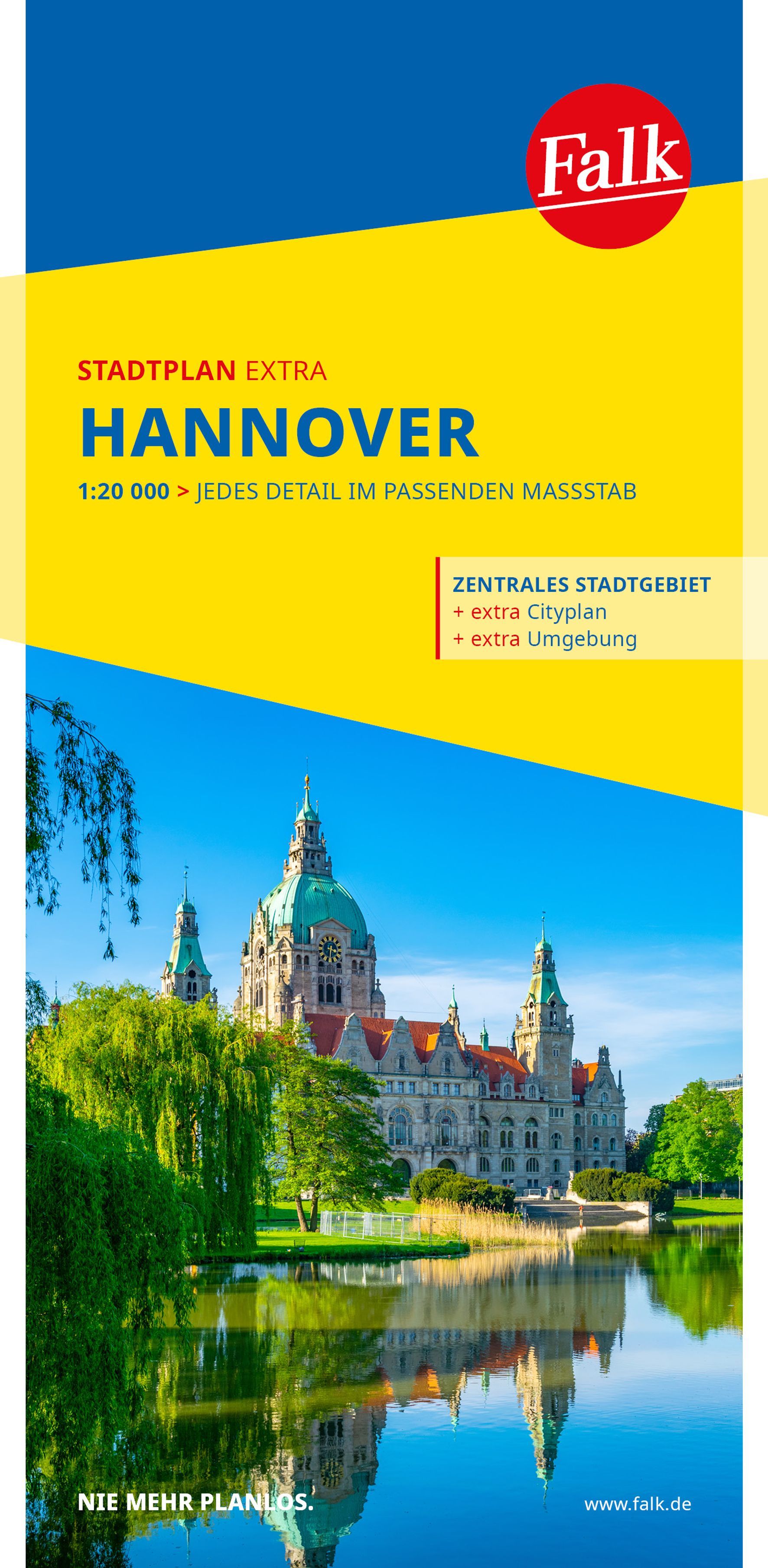 Falk Stadtplan Extra Hannover 1:20.000 Cover Falk Stadtplan Extra Hannover. Schloss im Vordergrund See