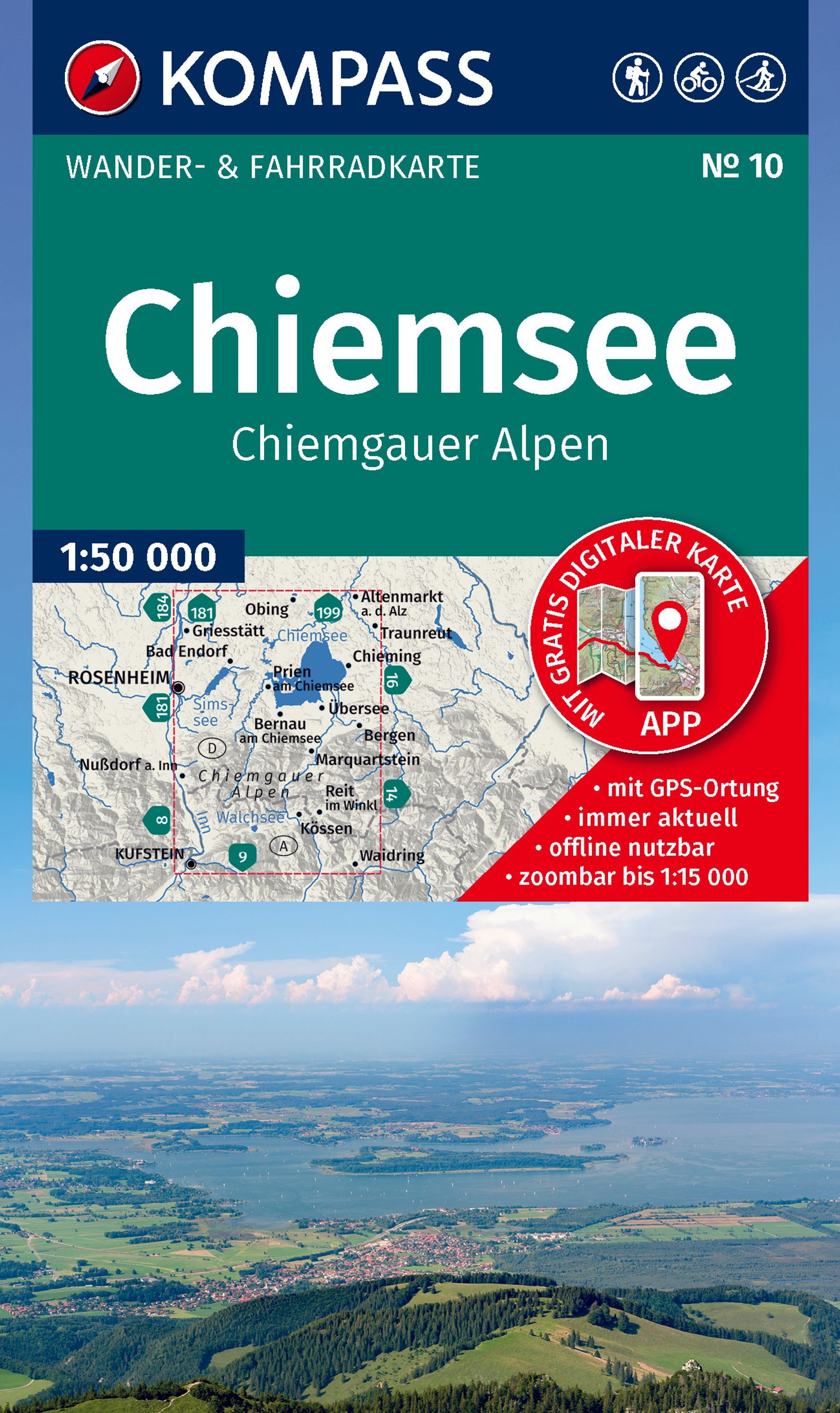 Chiemsee, Karte, Wanderkarte, Alpen, App