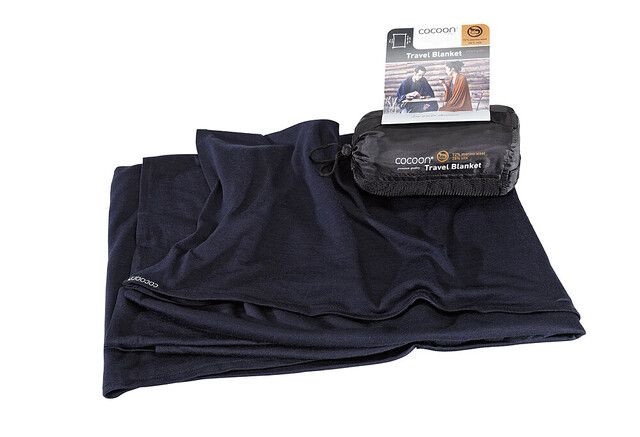 Traveldecke, Navyblau, Gefaltete Decke, Tragetasche, Cocooning Decke