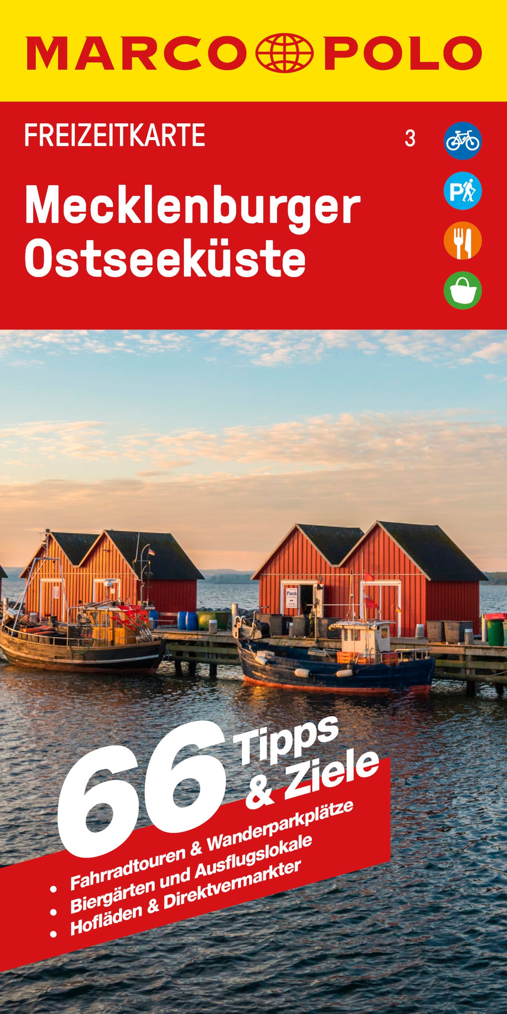 MARCO POLO Freizeitkarte Mecklenburger Ostseeküste Cover Marco Polo Freizeitkaret MEcklenburger Ostseeküste. Botte auf Steeg am Meer