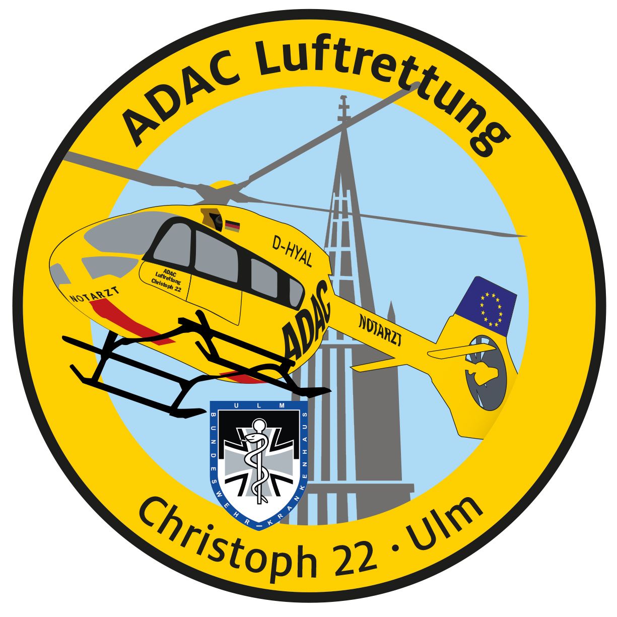 LRF_Fanpatch_Chr_22_Ulm Fanpatch ADAC Luftrettung Christoph 22 Ulm