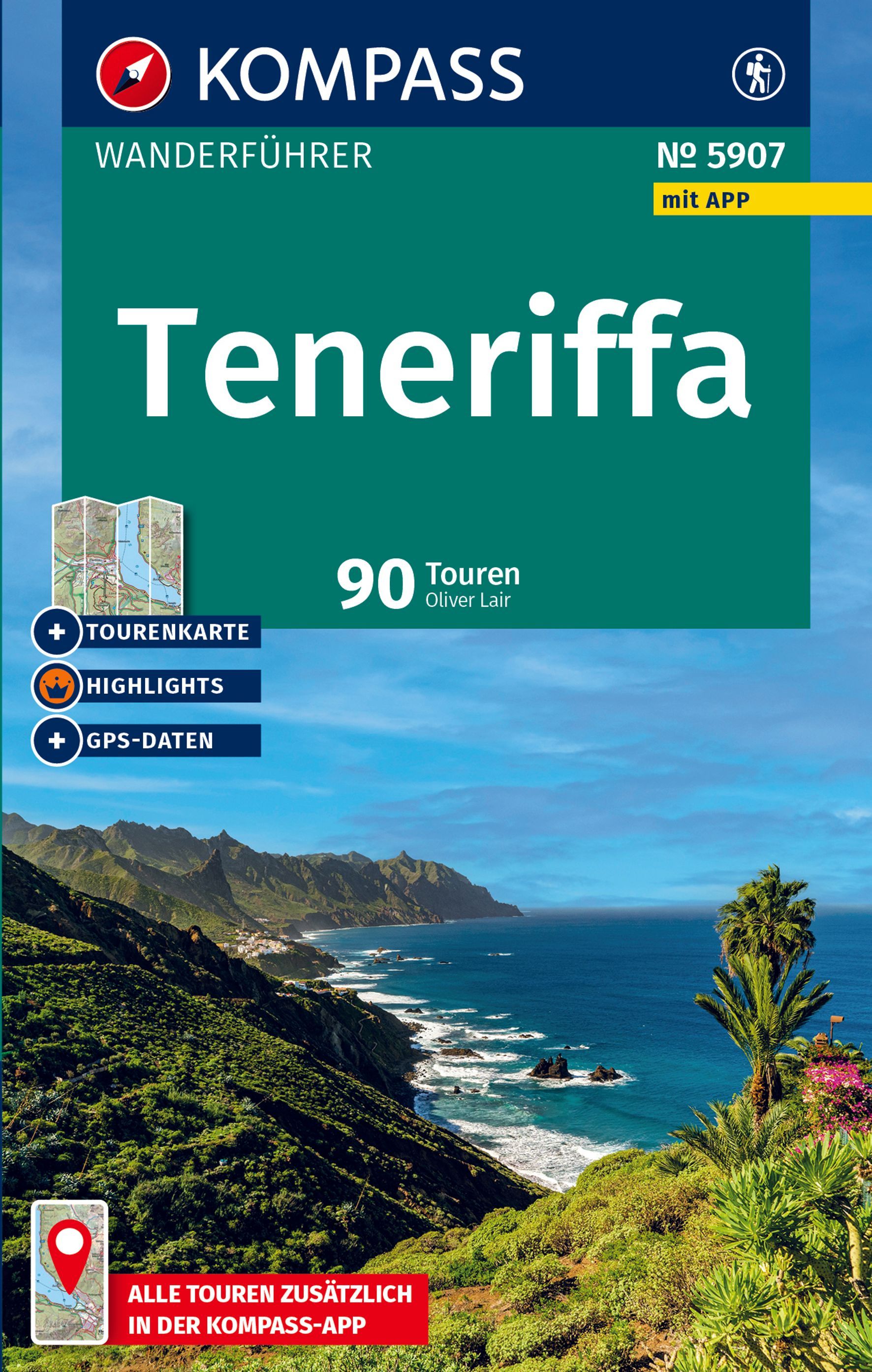KOMPASS Wanderführer Teneriffa, 90 Touren Werbung, Land, Natur, Plakat, Meer