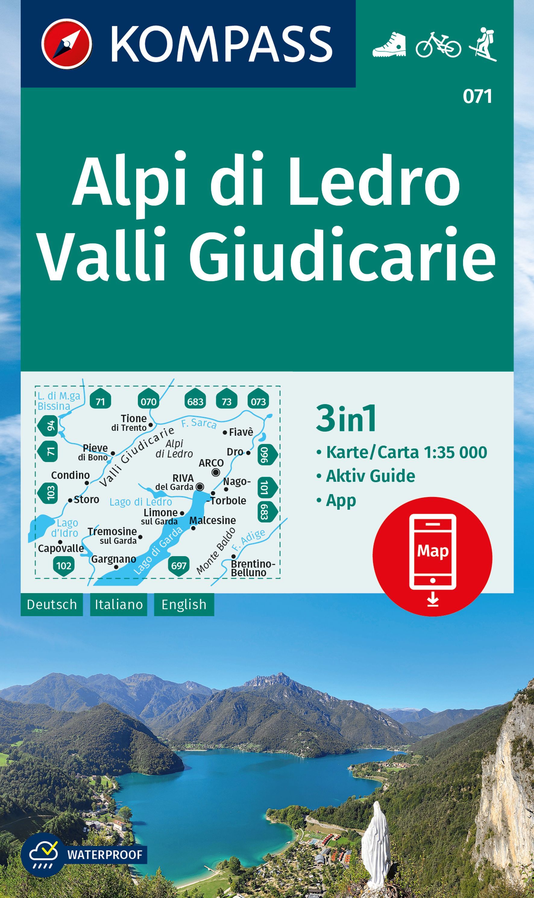 9783991540250 Cover Kompass Wanderkarte Alpi di Ledro, Valli Giudicarie