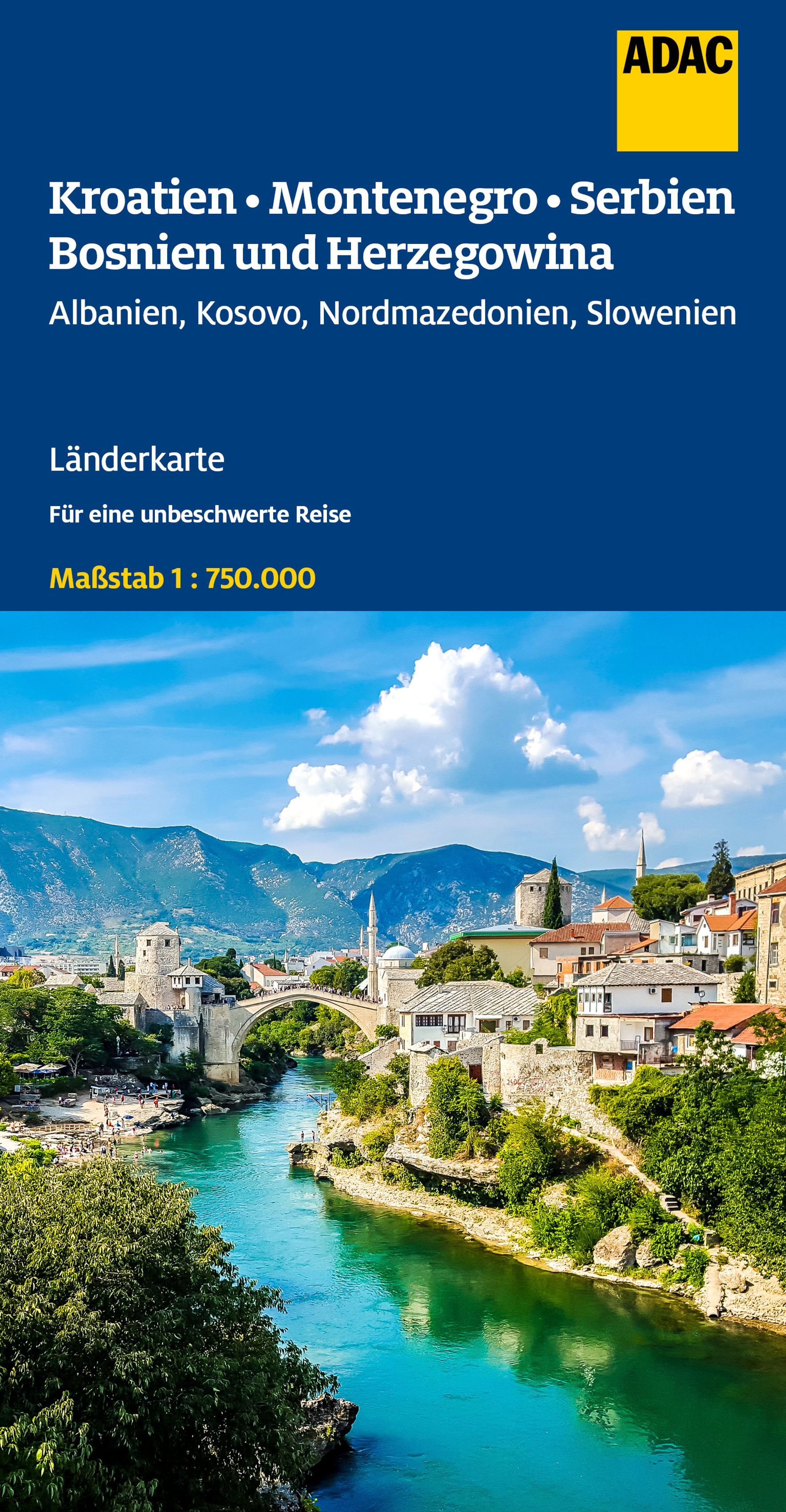 ADAC Länderkarte Kroatien, Montenegro, Serbien, … Werbung, Plakat, Draußen, Szenerie, Landschaft