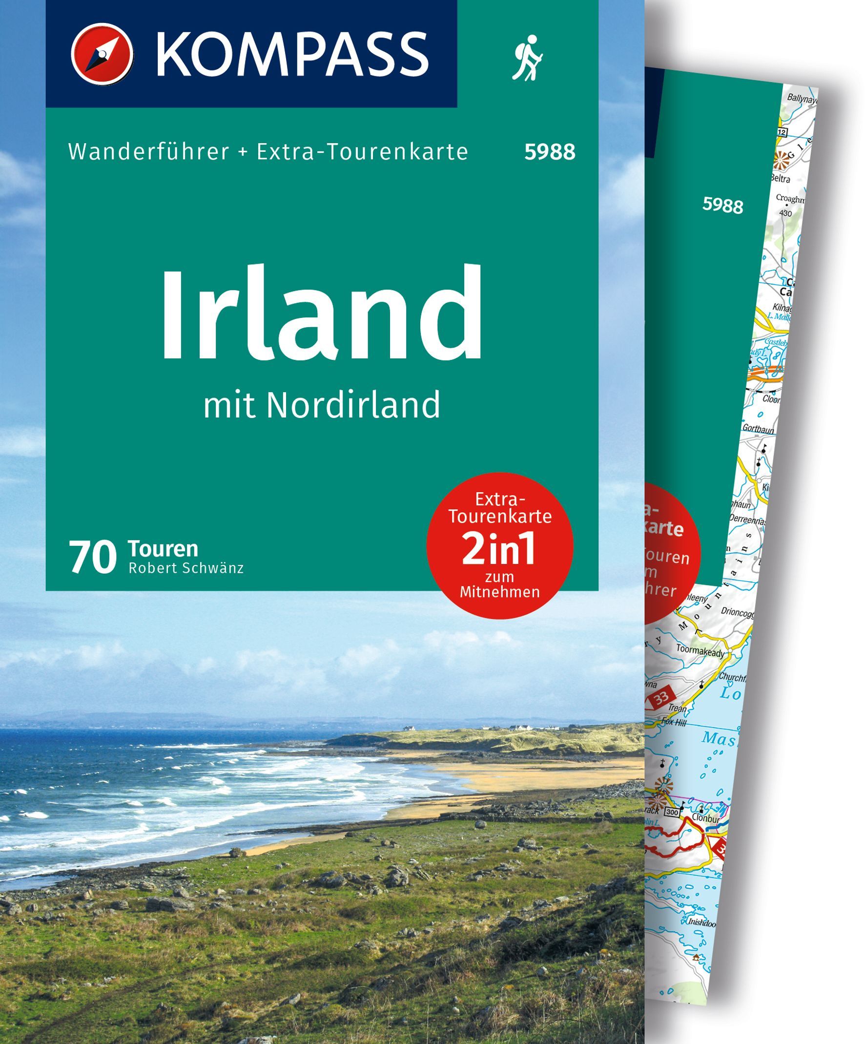 KOMPASS Wanderführer Irland mit Nordirland Werbung, Plakat,