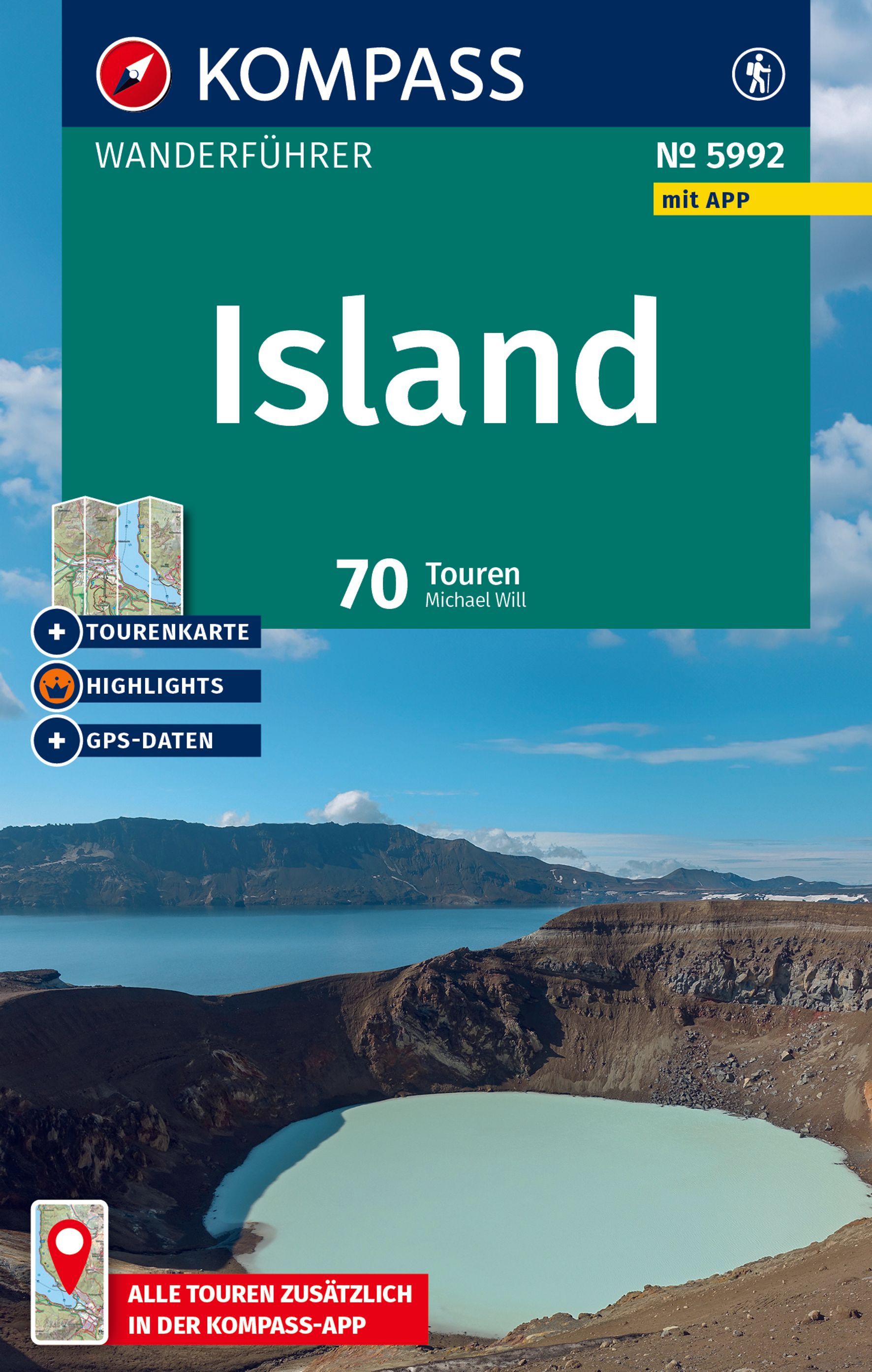 KOMPASS Wanderführer Island, 70 Touren Natur, Draußen, Berg, Werbung, Wasser