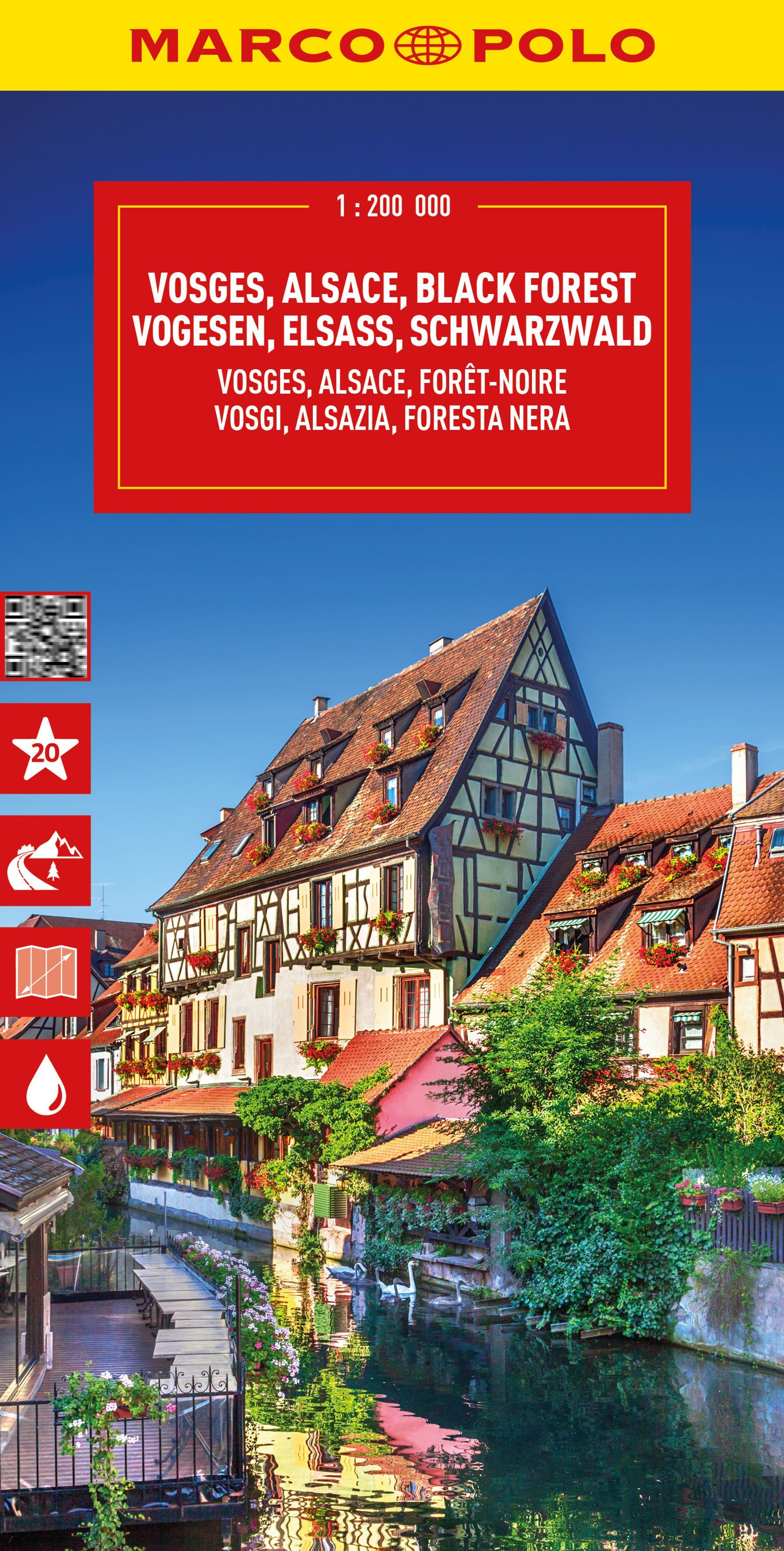 MARCO POLO Reisekarte Vogesen, Elsass, Schwarzwald Werbung, Plakat, Nachbarschaft, Szenerie, Stadt