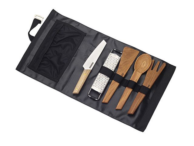 kitchen knife, chef knife, cutlery set, wooden utensils, roll bag
