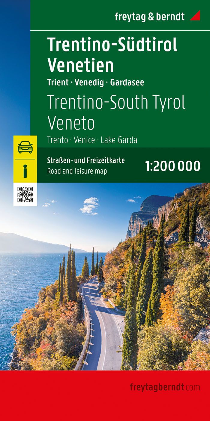 Trentino-Südtirol - Venetien, Straßenkarte, f&b Werbung, Plakat, Straße, Baum, Landschaft