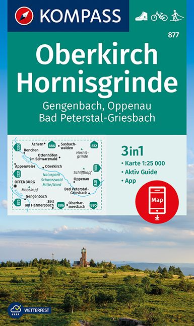 9783991215653 KOMPASS Wanderkarte Oberkirch, Hornisgrinde, grüne Landschaft