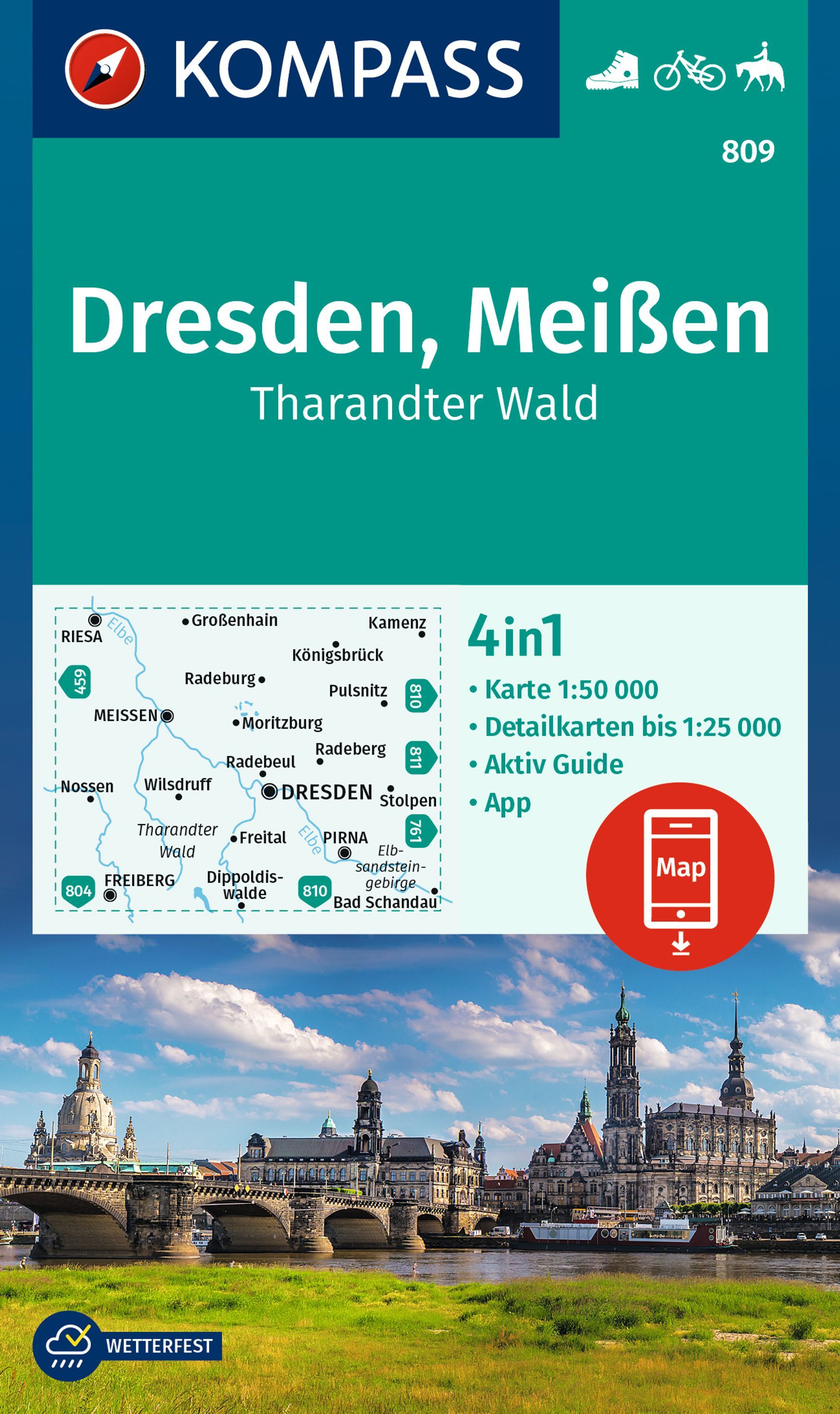 9783991218753 Cover Kompass Wanderkarte Dresden, Meißen