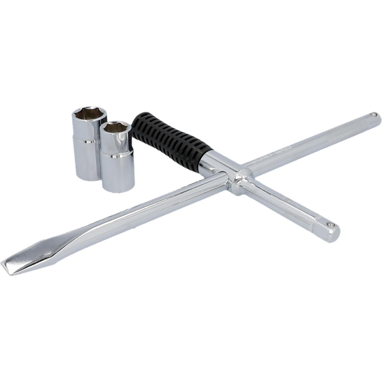 Radmutterschlüssel Zusammengesteckt, Zwei Steckschlüsselaufsätze