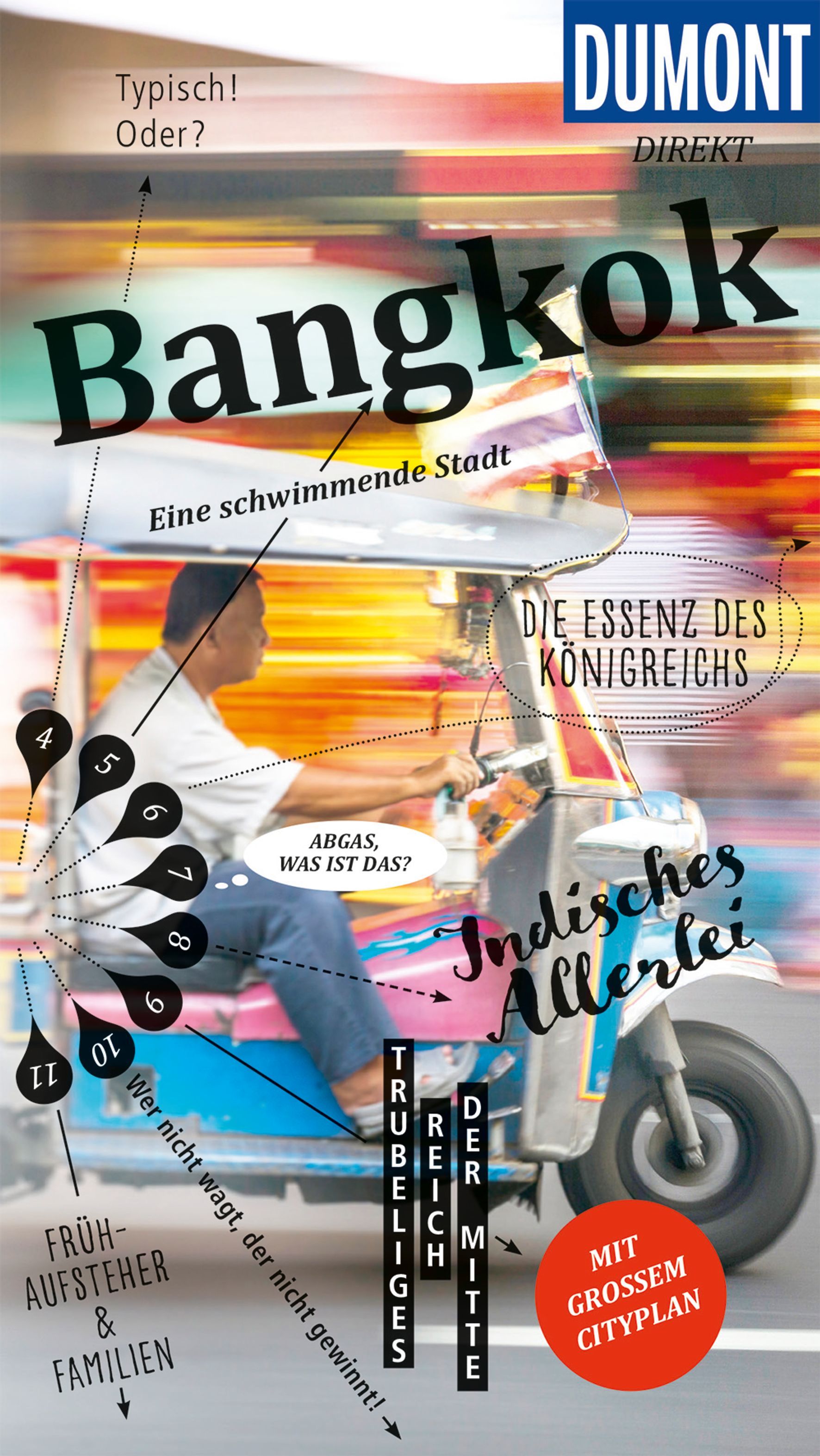 DUMONT direkt Reiseführer Bangkok Werbung, Plakat, Maschine, Rad, Person