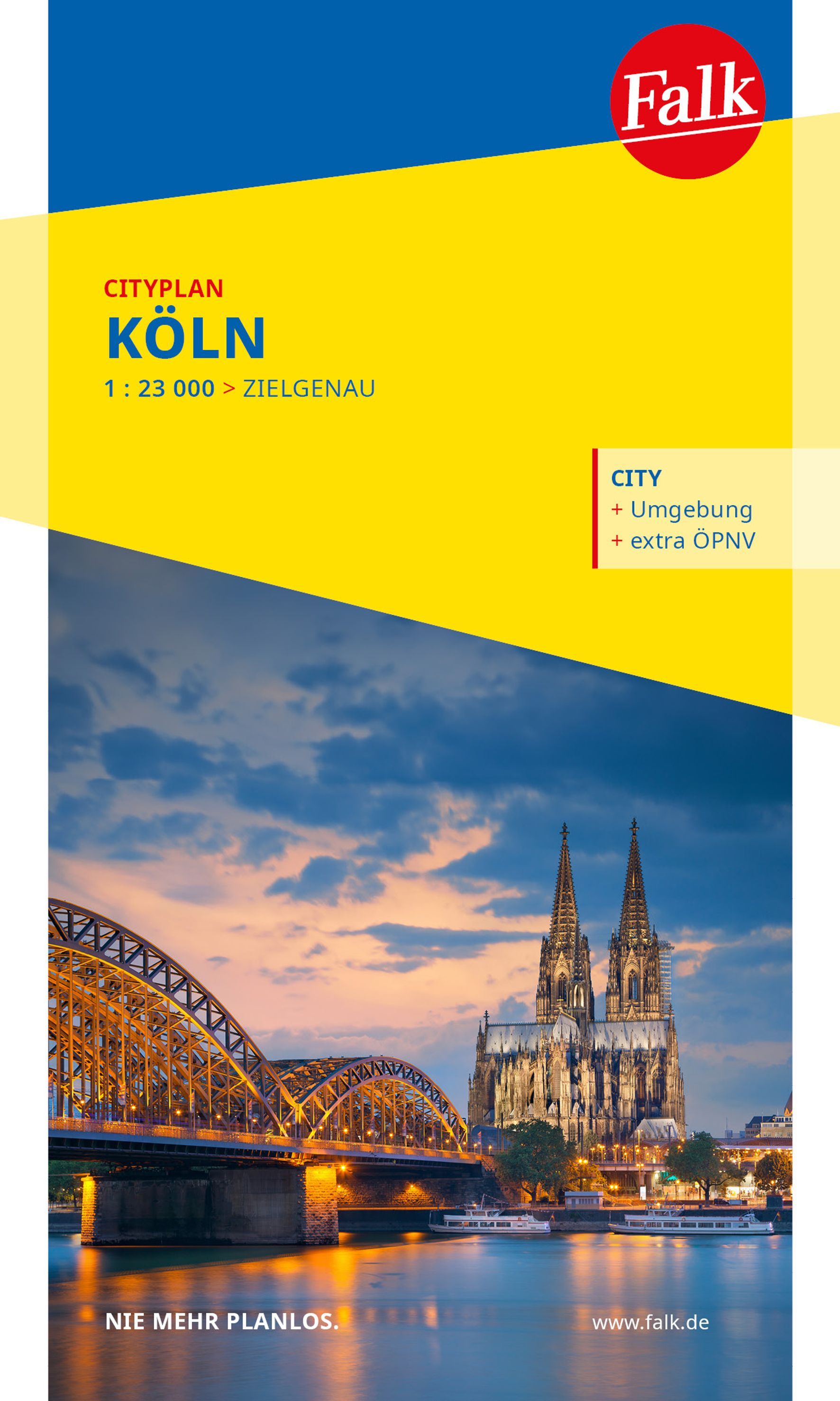 Falk Cityplan Köln 1:23.000 Werbung, Plakat, Bogen, Turmspitze, Metropole,