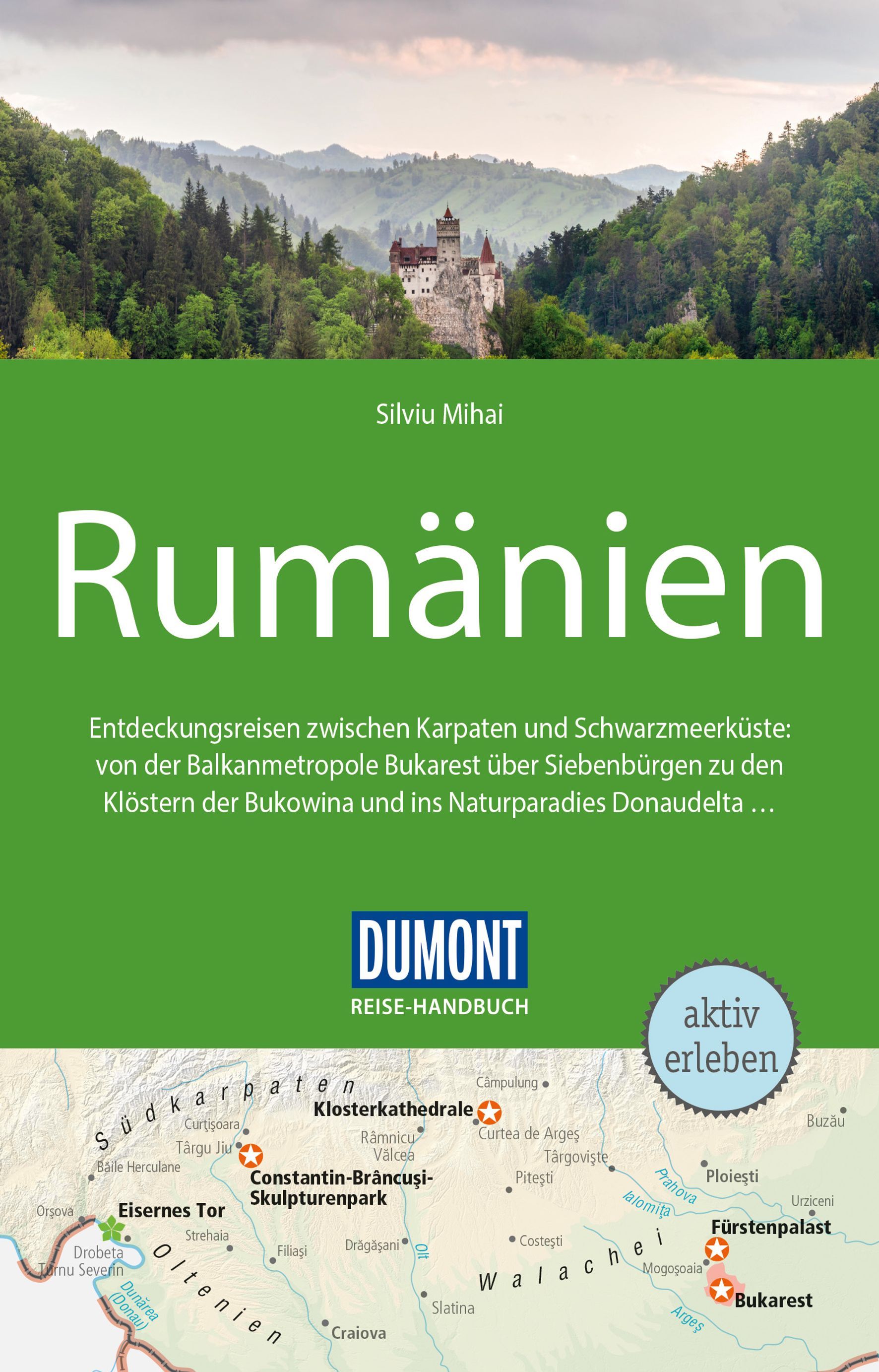 DuMont Reise-Handbuch Reiseführer Rumänien Cover Dumont Reiseführer Rumänien. Landschaft mit Schloss zwischen Wäldern. Architektur, Gebäude, Vegetation