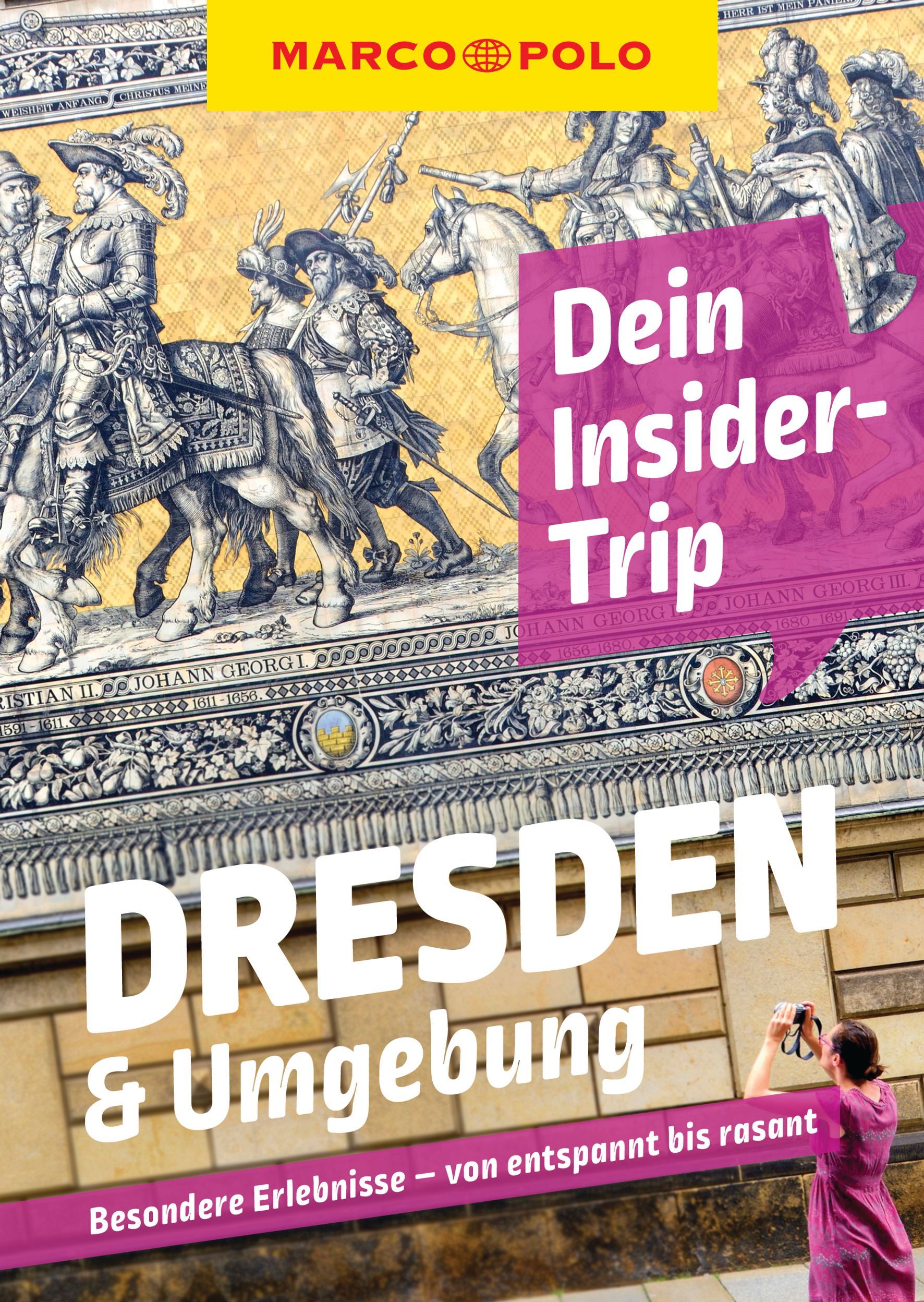 9783829747783 MARCO POLO Dein Insider-Trip Dresden & Umgebung, Cover Frau fotografiert altes Wandgemälde