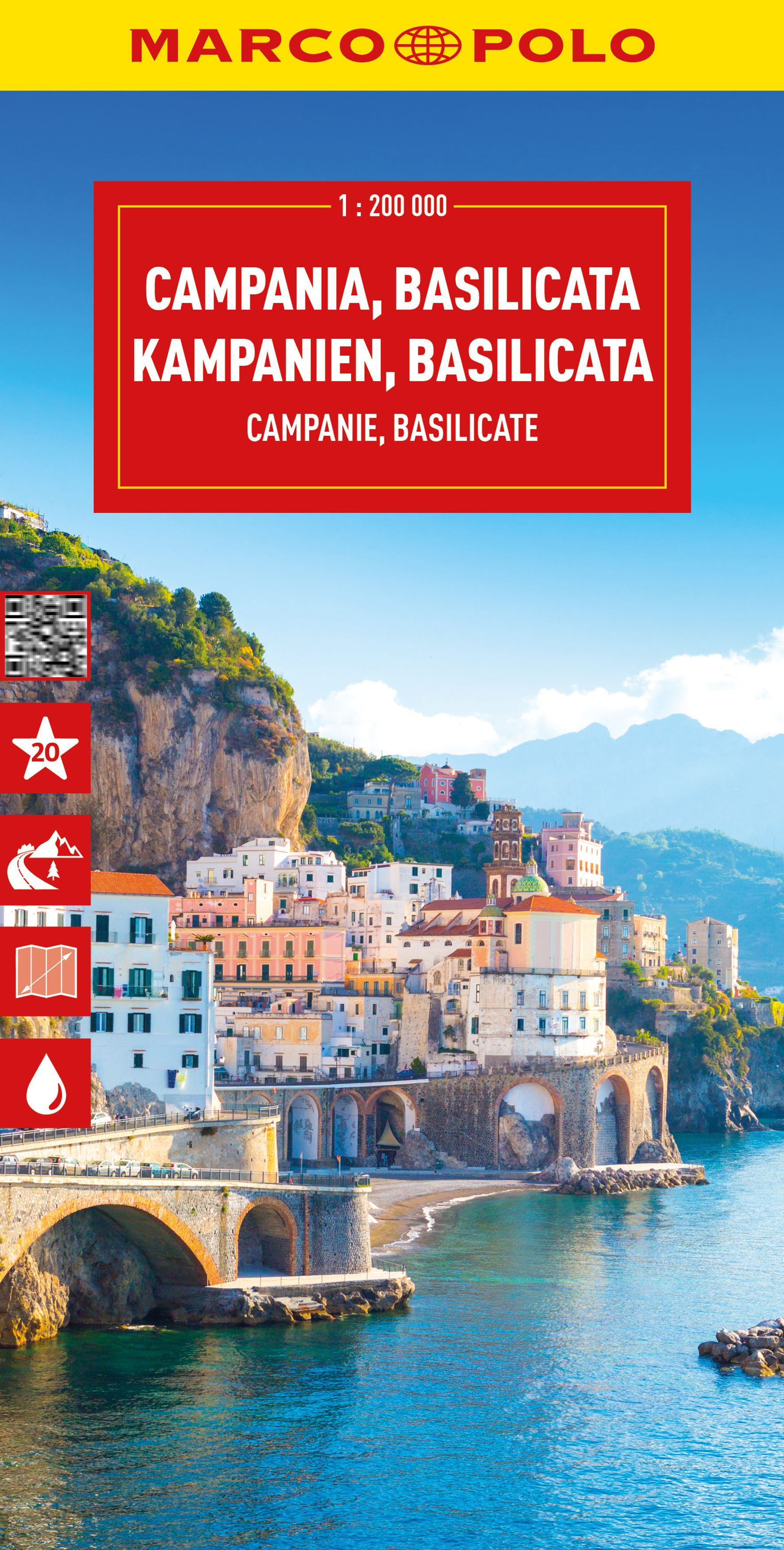 MARCO POLO Reisekarte Italien 12 Kampanien Cover Marco Polo Reisekarte. Kampanien. blaues Meer an den Bergen häuser