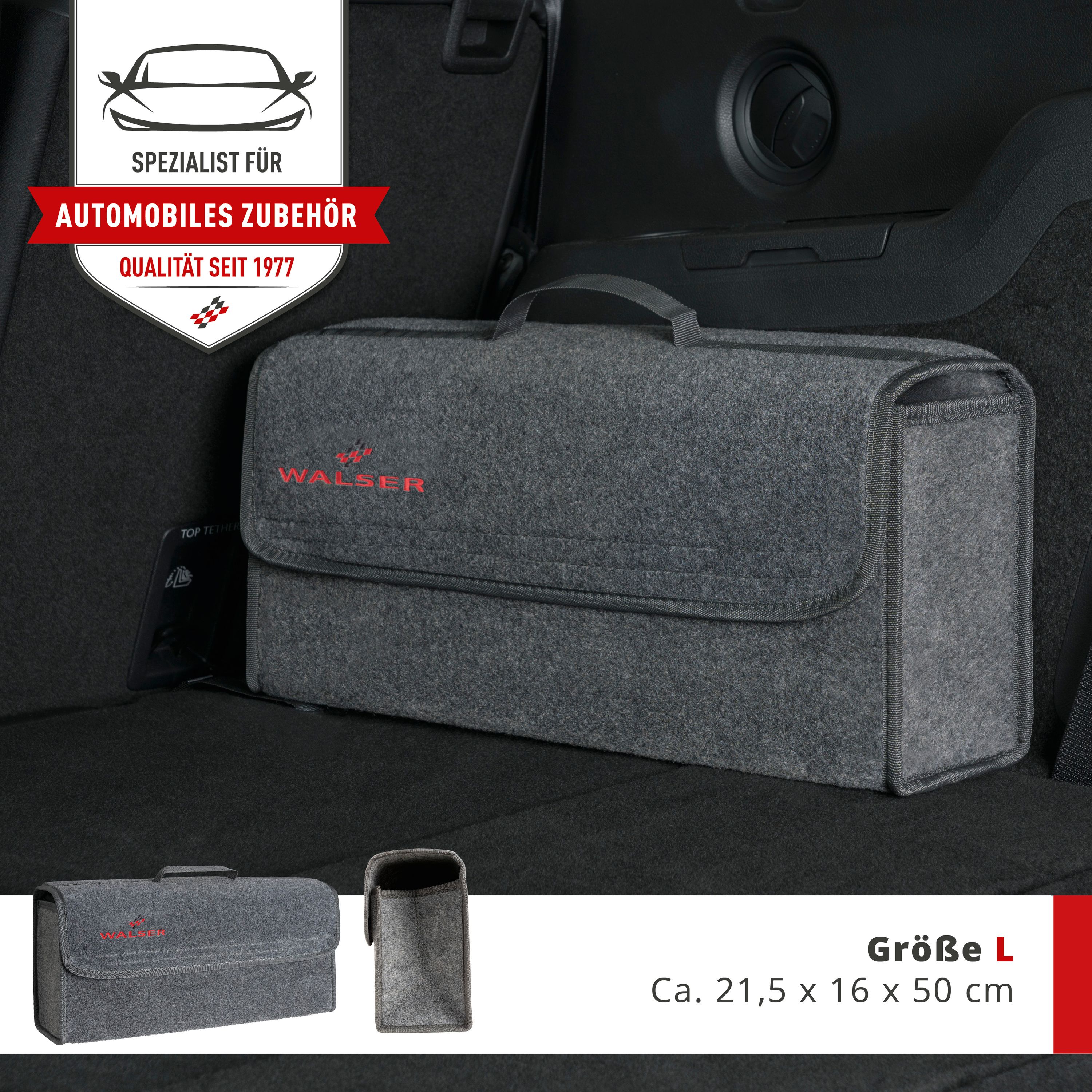 Auto-Werkzeugtasche Grau, Rote Aufschrift Herstellerlogo ,Maßangaben