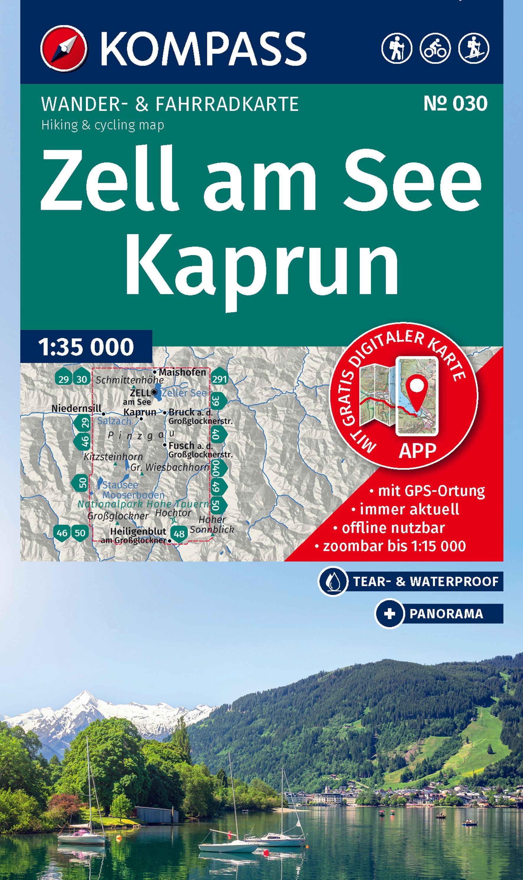 Wanderkarte, Kartenmaßstab 1:35 000, Zell am See, Kaprun, Tourismusreiseziel