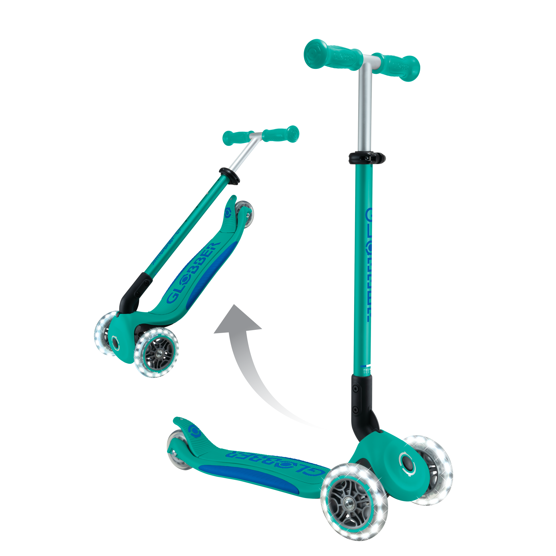 Transport, Fahrzeug, Kinderroller, Tretroller, Türkis, Rad