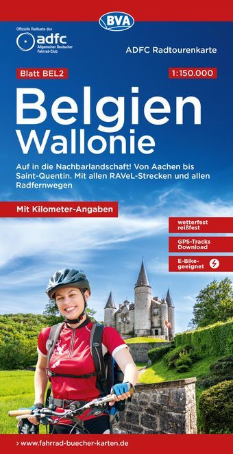 ADFC Radtourenkarte BEL 2 Belgien/Wallonie Werbung, Plakat, Person