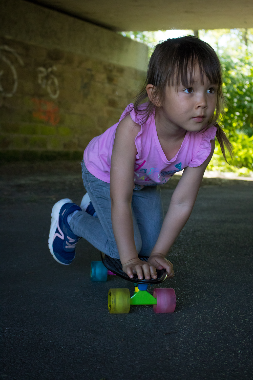 Kind, Mädchen, Spielzeug, Roller, Pink