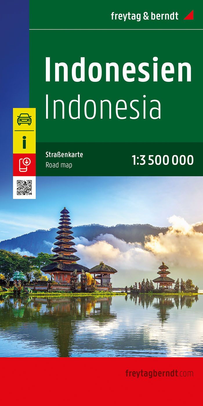 Indonesien, Straßenkarte 1:3.200.000, f&b Werbung, Plakat, Pagode, Schrein, Tempel