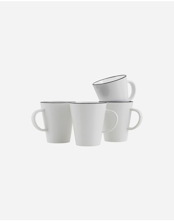 Gimex Henkelbecher Linea 4 Stk. Schwarz Pokal, Kunst, Porzellan, Töpferei, Untertasse