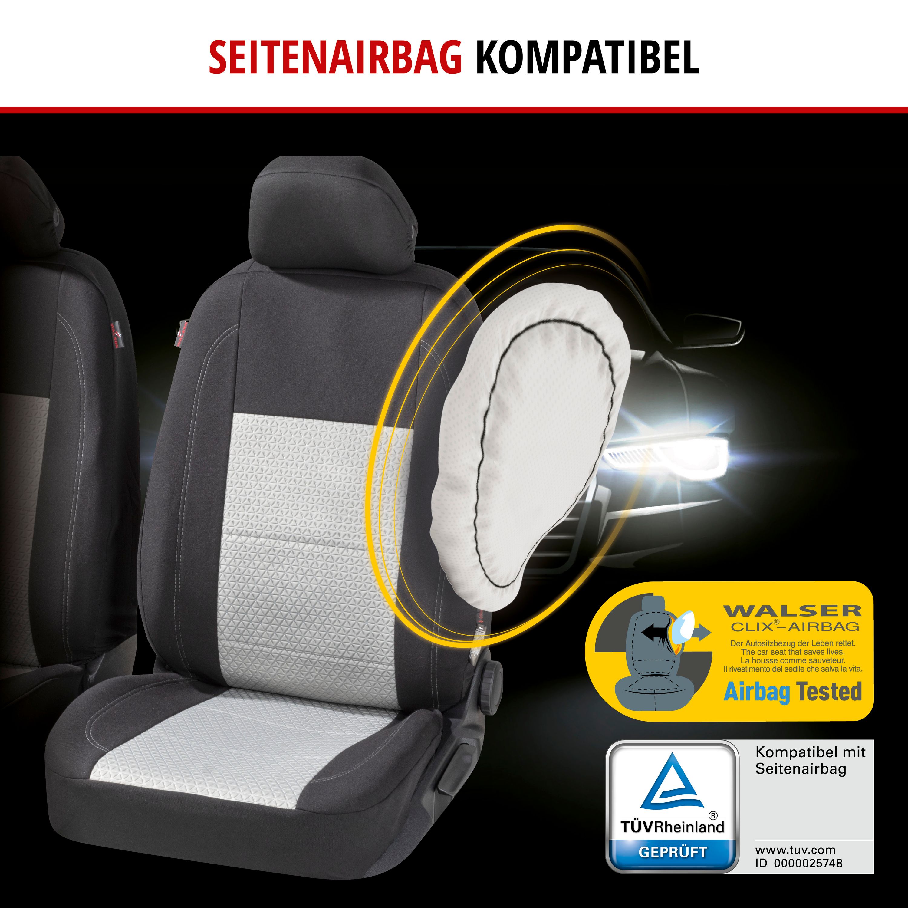 Autositzbezug, Darstellung Seitenairbag offen