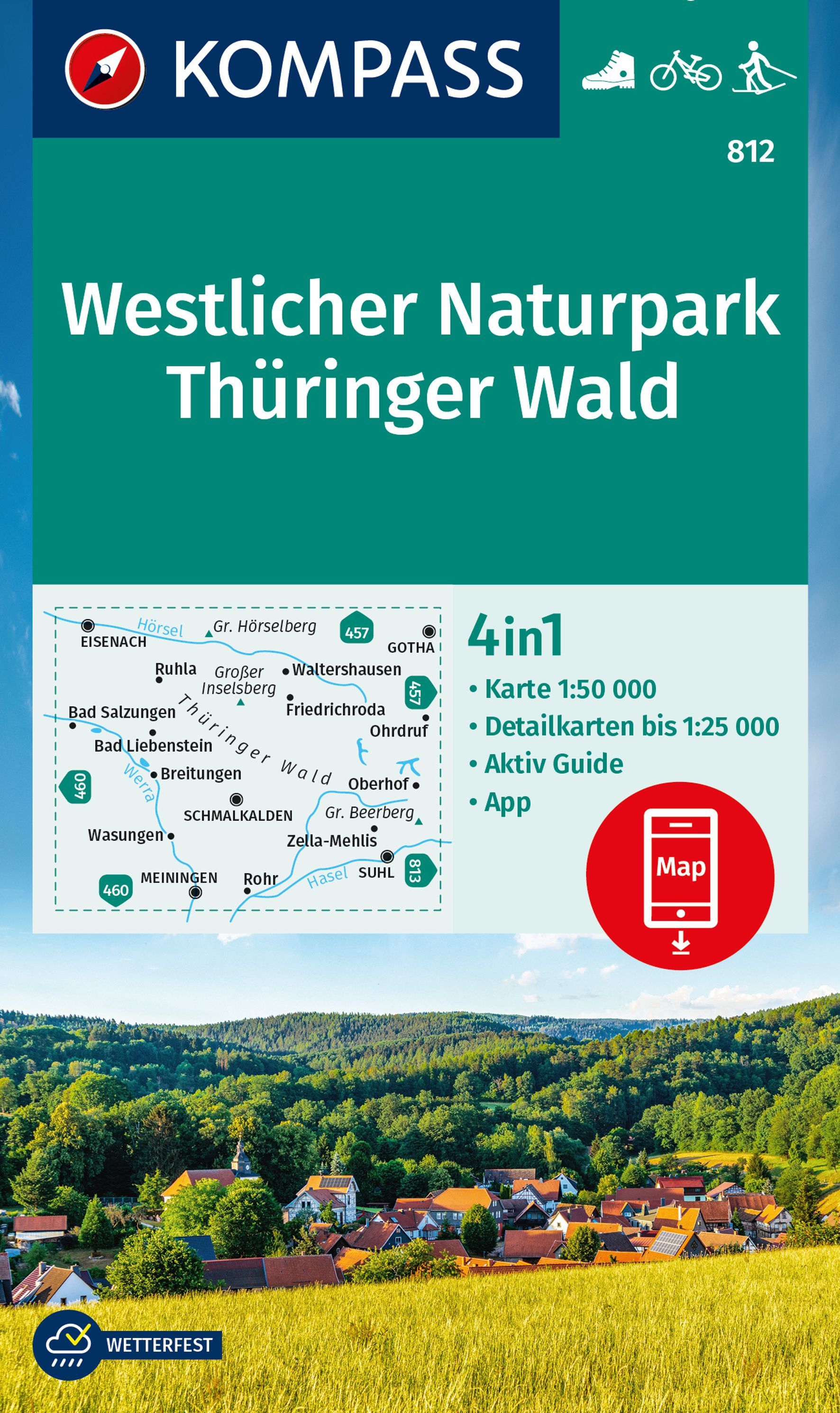 9783991216889 Cover Kompass Wanderführer Westlicher Naturpark Thüringer Wald