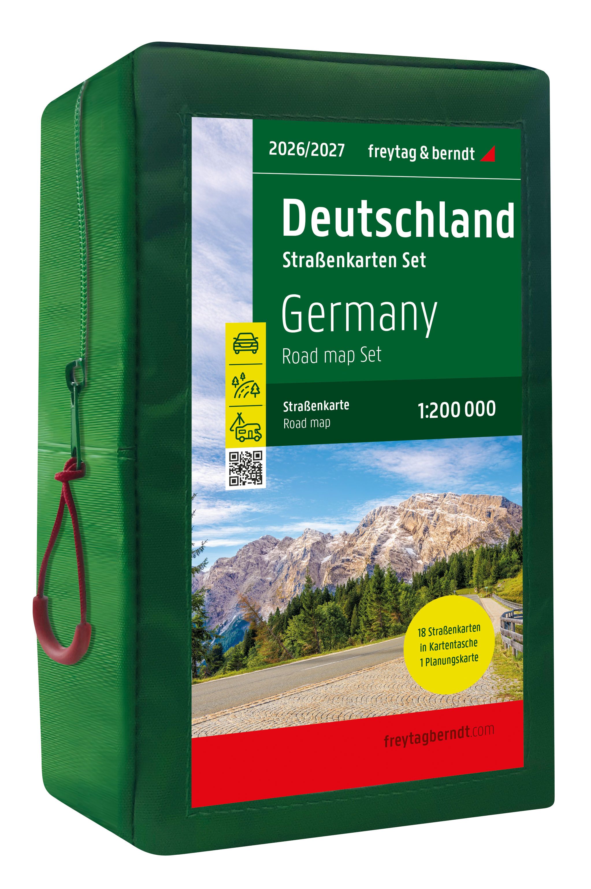 Deutschland, Straßenkarten-Set 2026/2027, f&b Tasche, QR Code