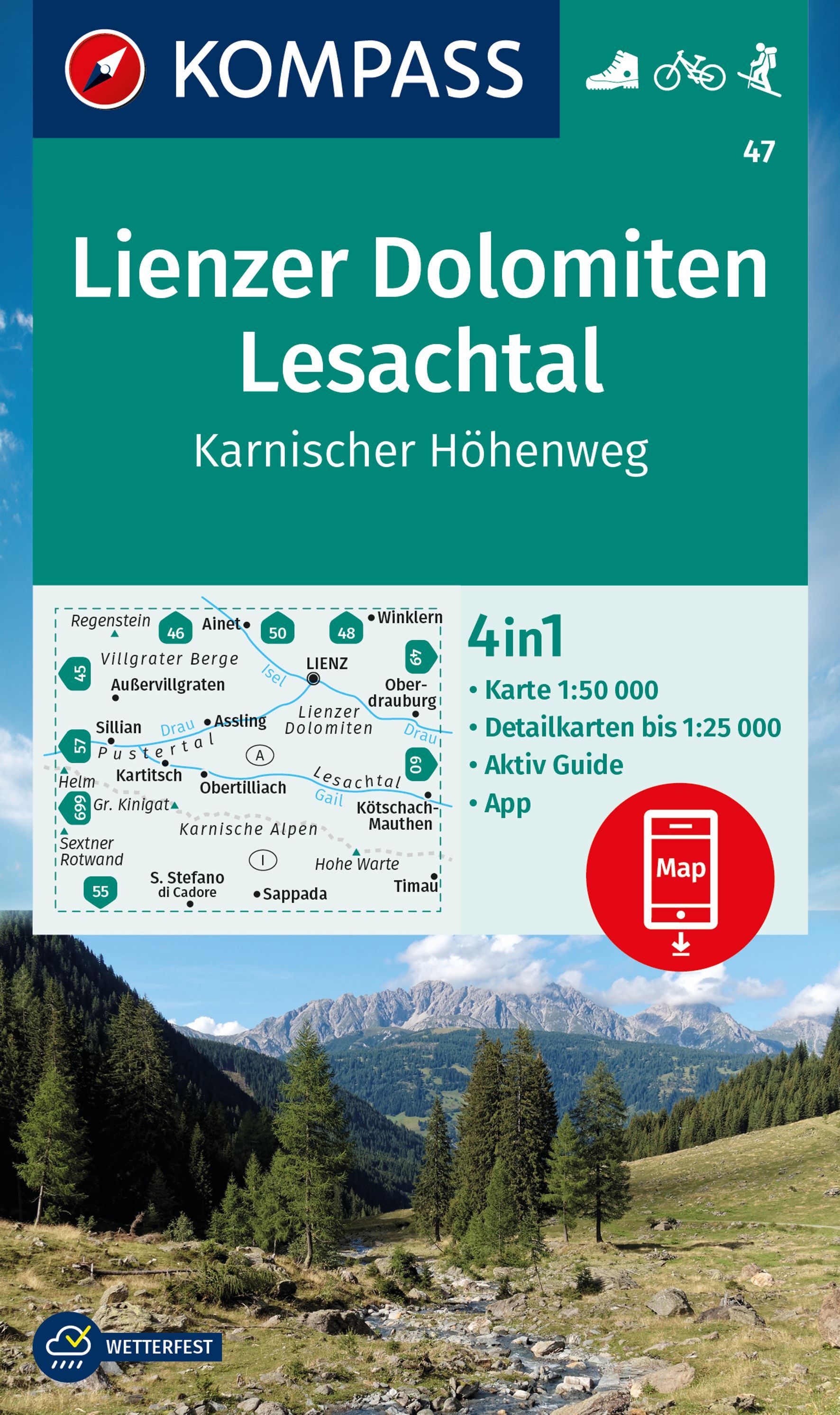 9783991219873 Cover Kompass Wanderkarte Lienzer Dolomiten, Lesachtal