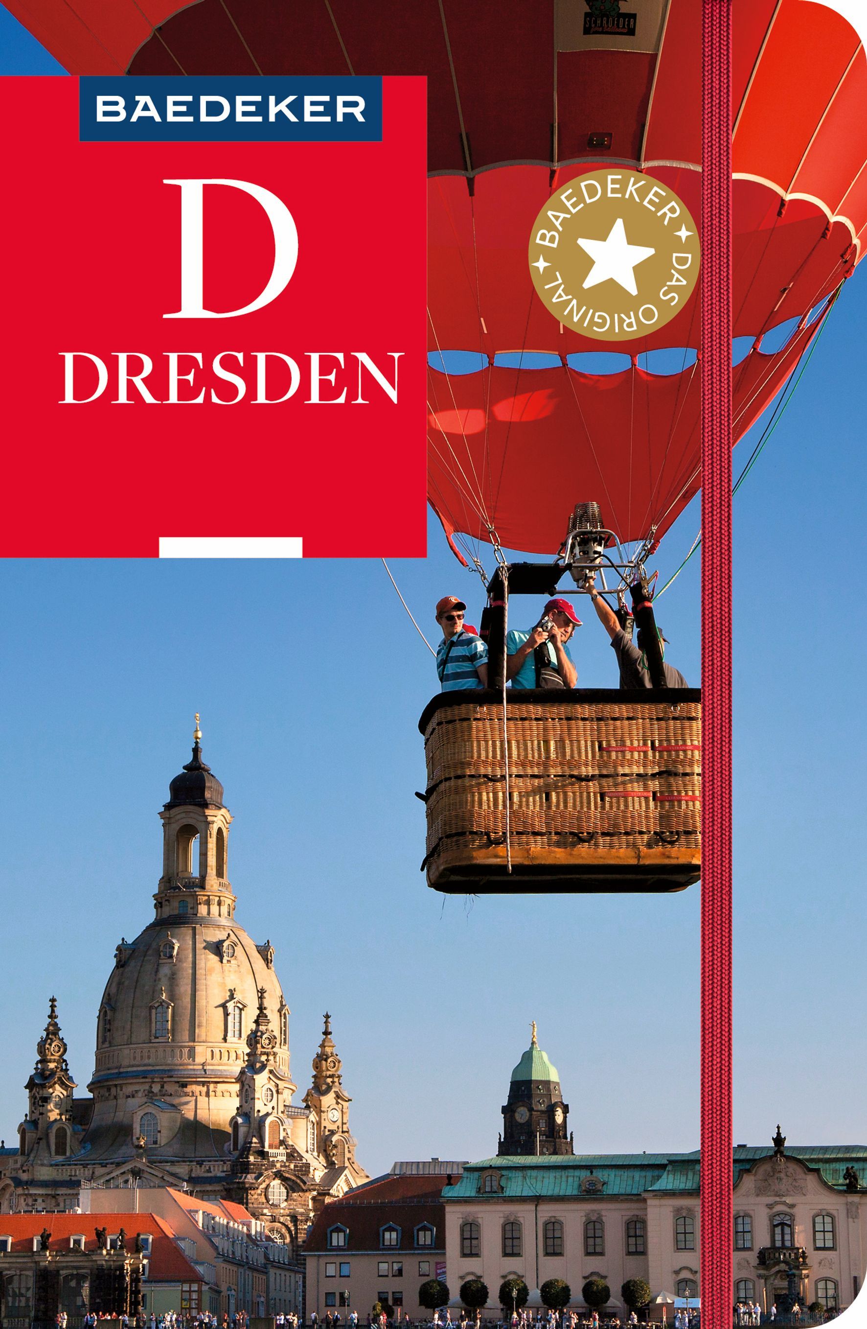 Baedeker Reiseführer Dresden Cover Baedeker Reiseführer Dresden Heißluftballon vor Dresdner Frauenkirche