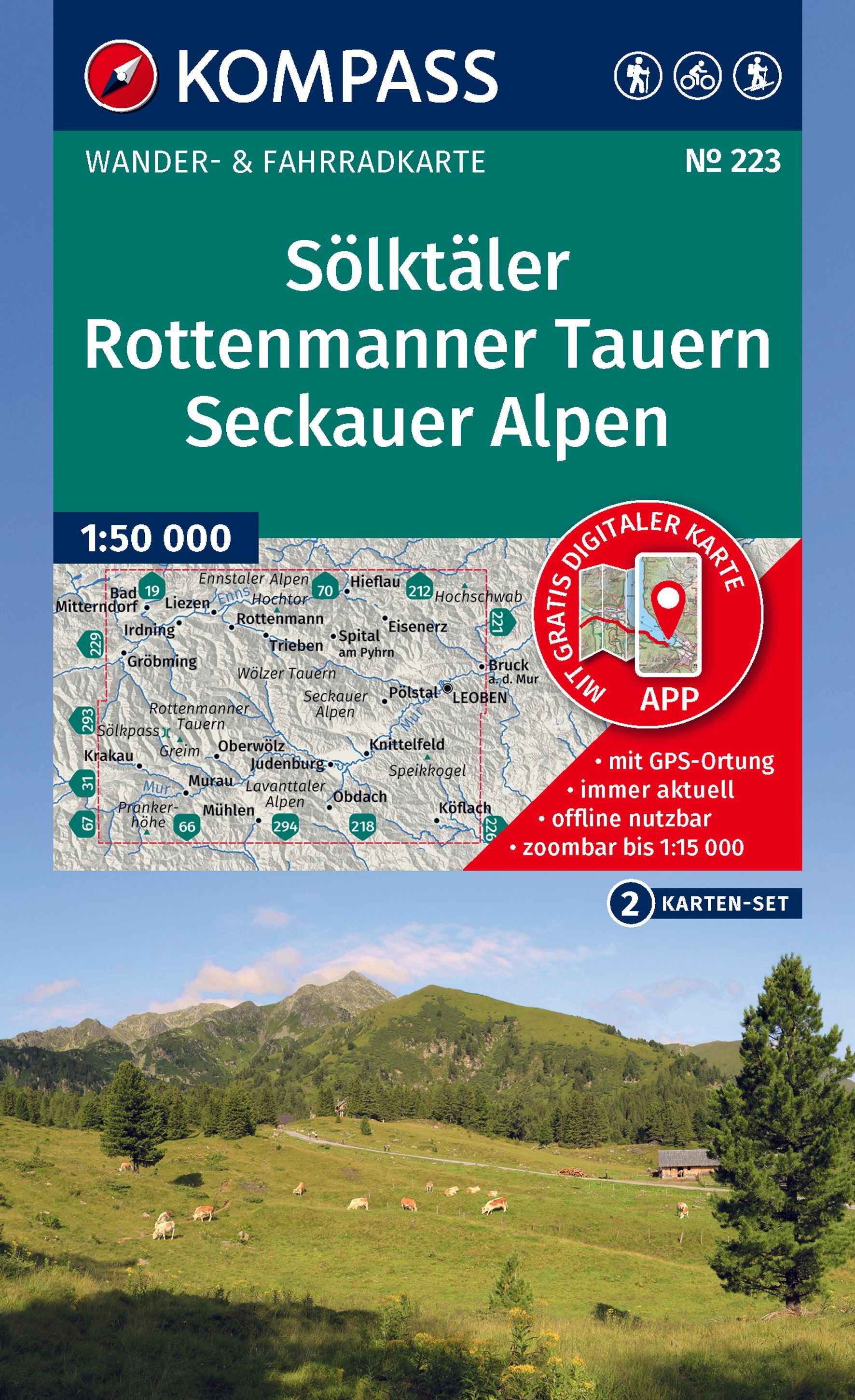 Wanderkarte, Karte, Alpen, Sölktäler, Rottenmanner Tauern